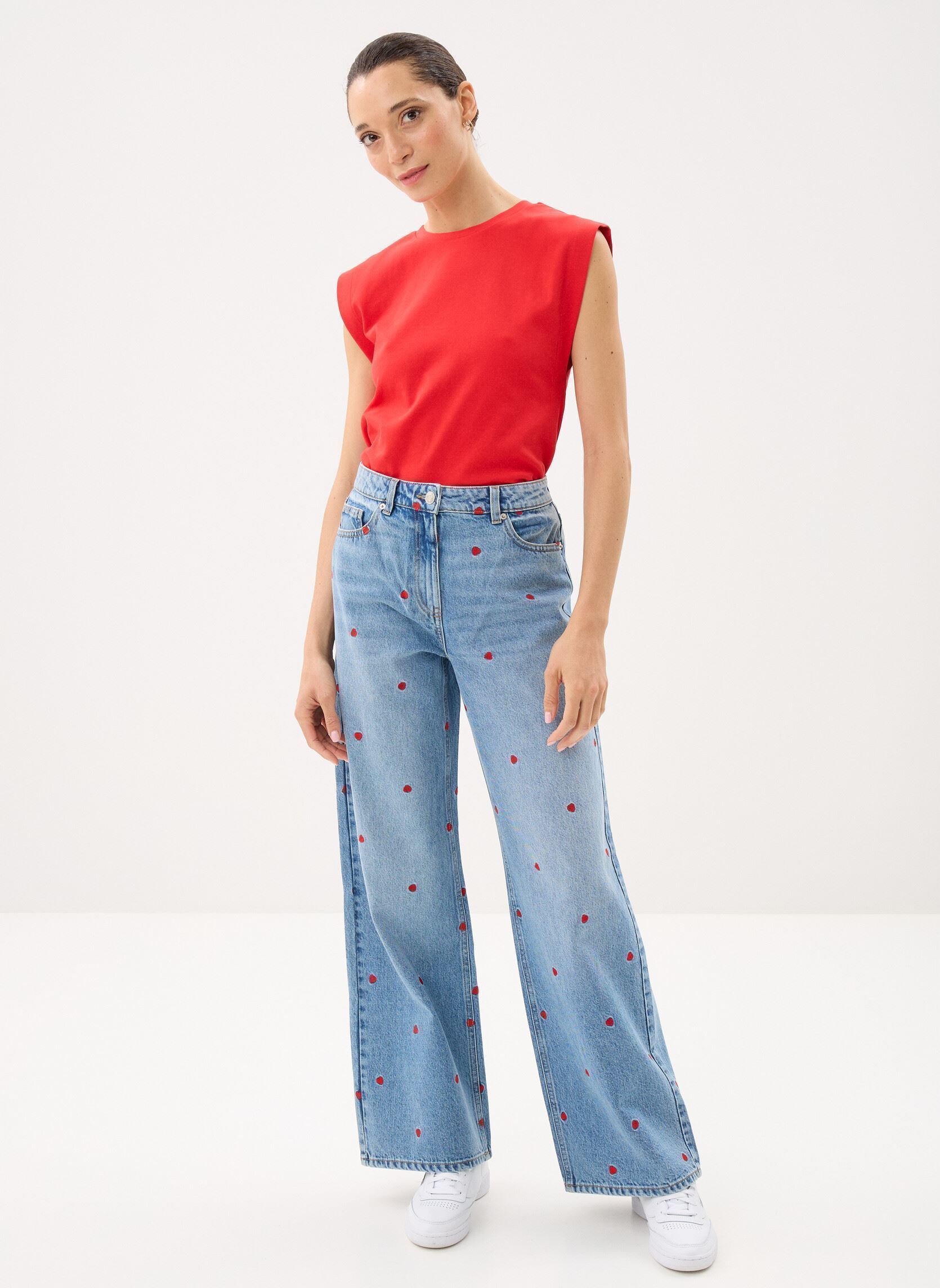 Jeans large PWIDE-CŒUR femme bleu MADE BY Jeans large PWIDE-CŒUR femme bleu DENIM DOUBLE STONE
