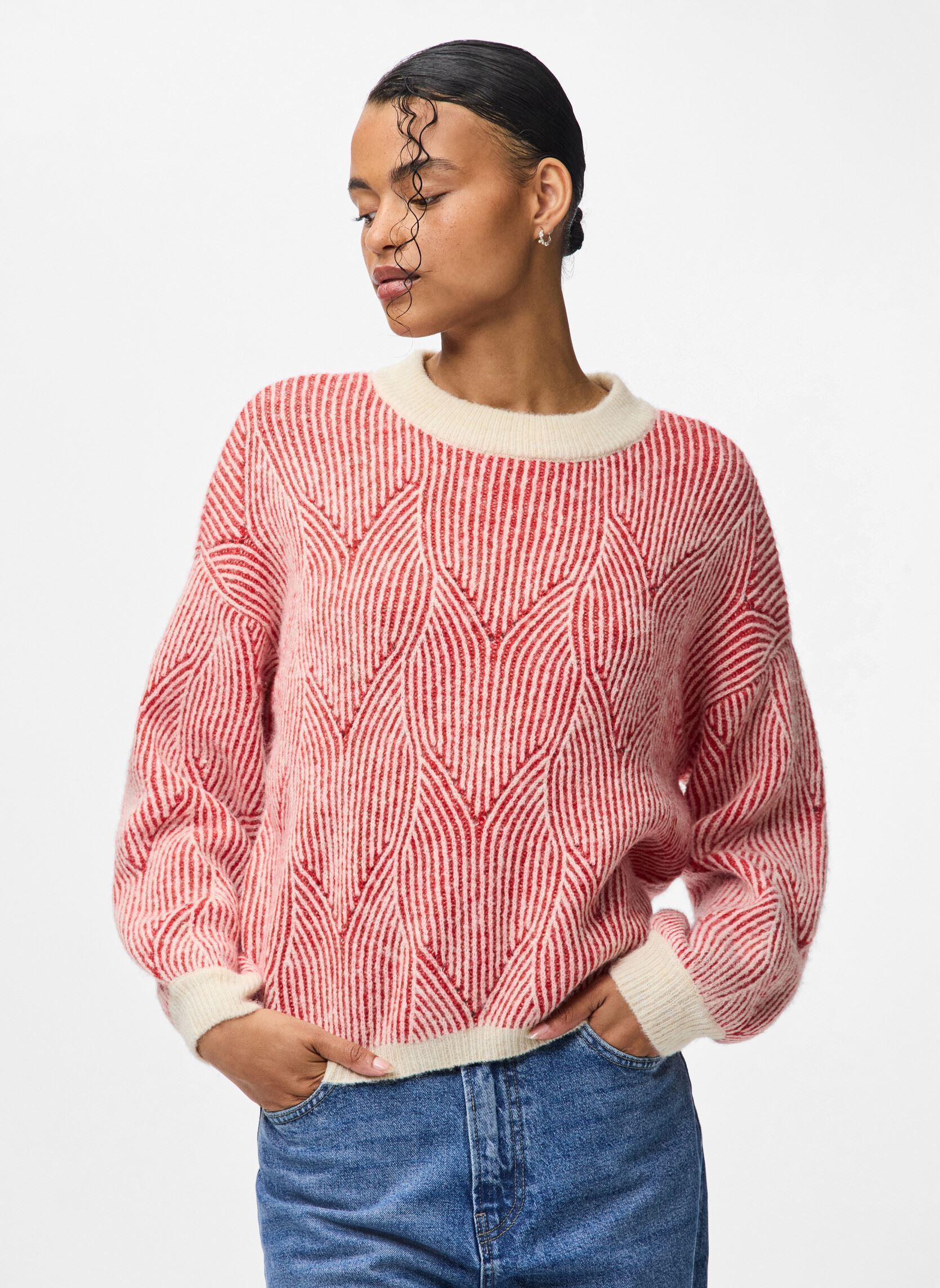 Pieces Maglione Donna A Girocollo Con Spacco - Modello Pcava LS O-Neck Slit Knit Noos - Colore Crockery, Taglia XL - 4