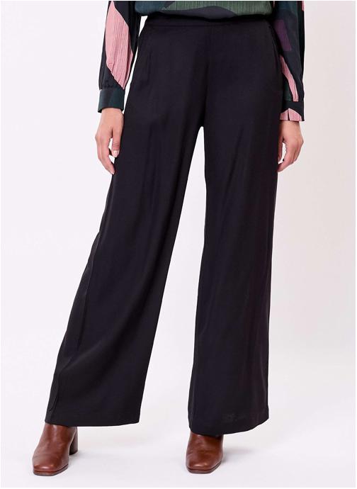 La Fiancée Pantalons droit Pantalon large fluide XIAN femme noir