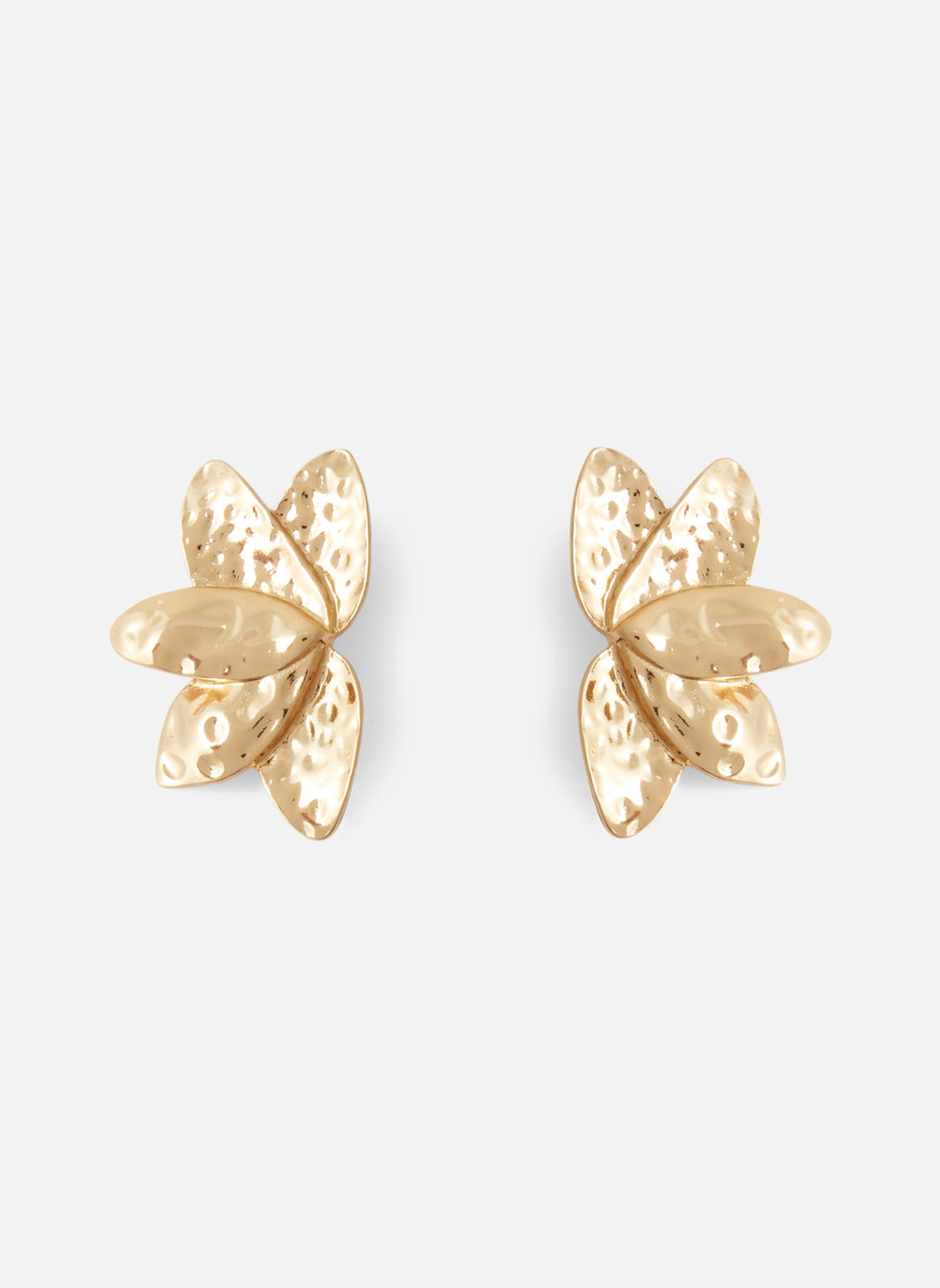 Boucles D'oreilles Clips - Motif Fleurs Dorées - Occasion En état Neuf