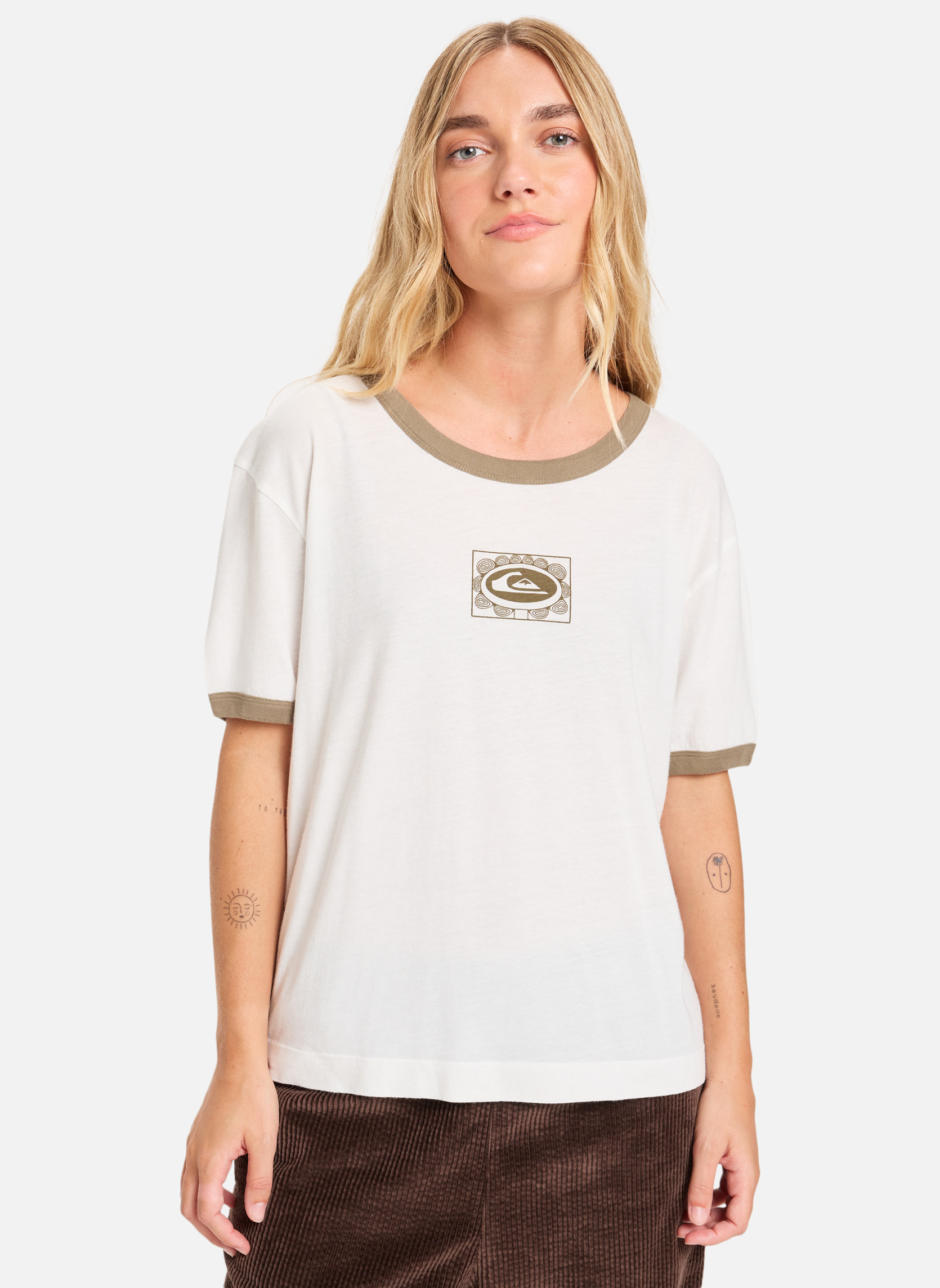 Tee-shirts Ringer Screen femme blanc Quiksilver Tee-shirts Ringer Screen femme blanc Blanc