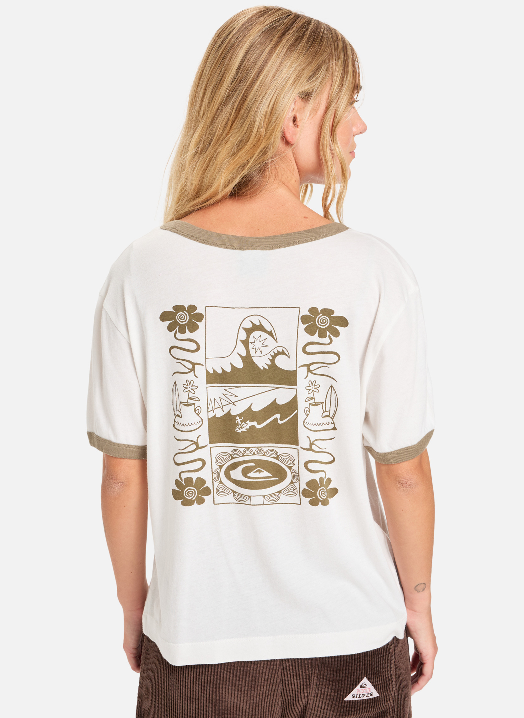 Tee-shirts Ringer Screen femme blanc Quiksilver Tee-shirts Ringer Screen femme blanc Blanc