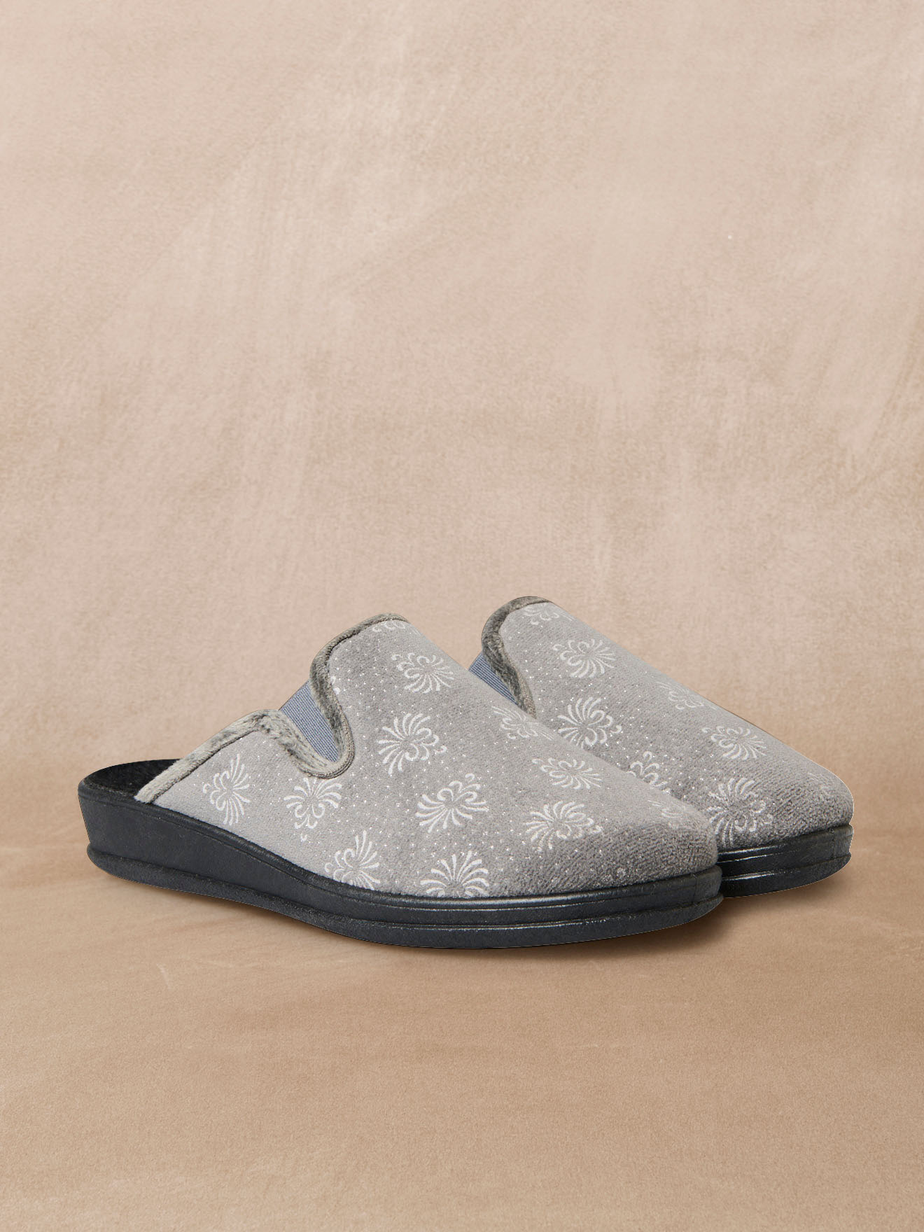 Chaussons PANTOUFLES femme gris Pediconfort Chaussons PANTOUFLES femme gris Gris