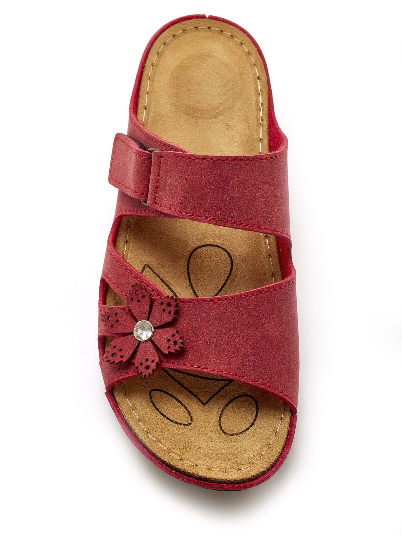 Pediconfort Mules Femme à Scratch Fleur Fantaisie – Confort Large, Talon 3 Cm, Cuir Dessus & Doublure, Idéales Pieds Sensibles