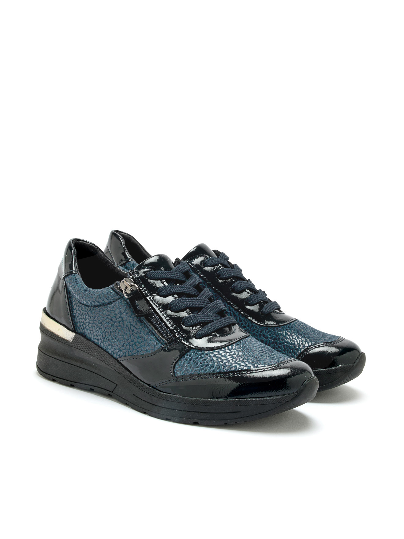 Derbies Donna Pediconfort In Pelle Con Dettagli Metallizzati - Tacco Piatto 4 Cm, Chiusura Stringata