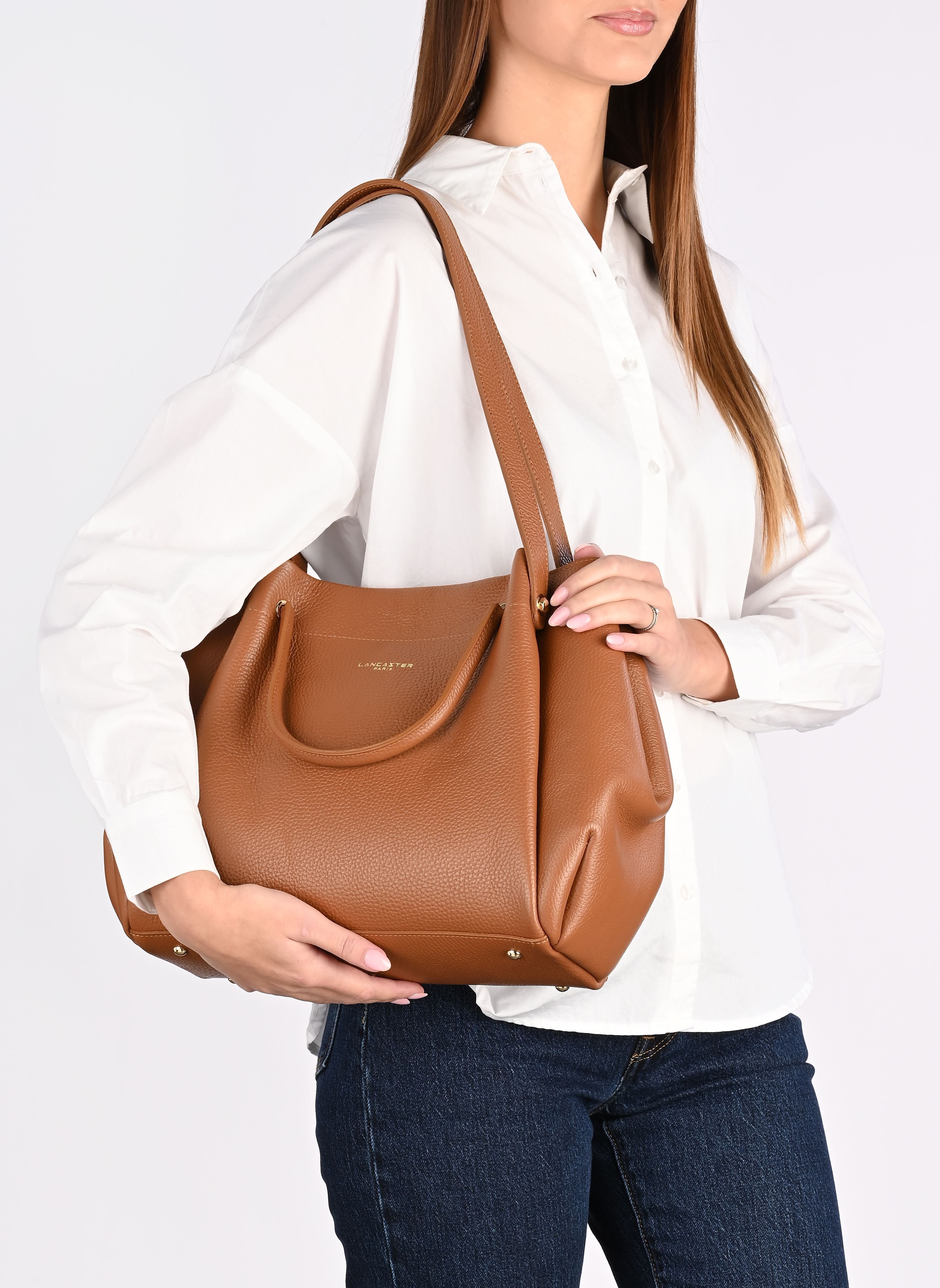 Cabas Sac cabas épaule Foulonné Double LOUISA femme marron Lancaster Cabas Sac cabas épaule Foulonné Double LOUISA femme marron CAMEL - IN - ORANGE