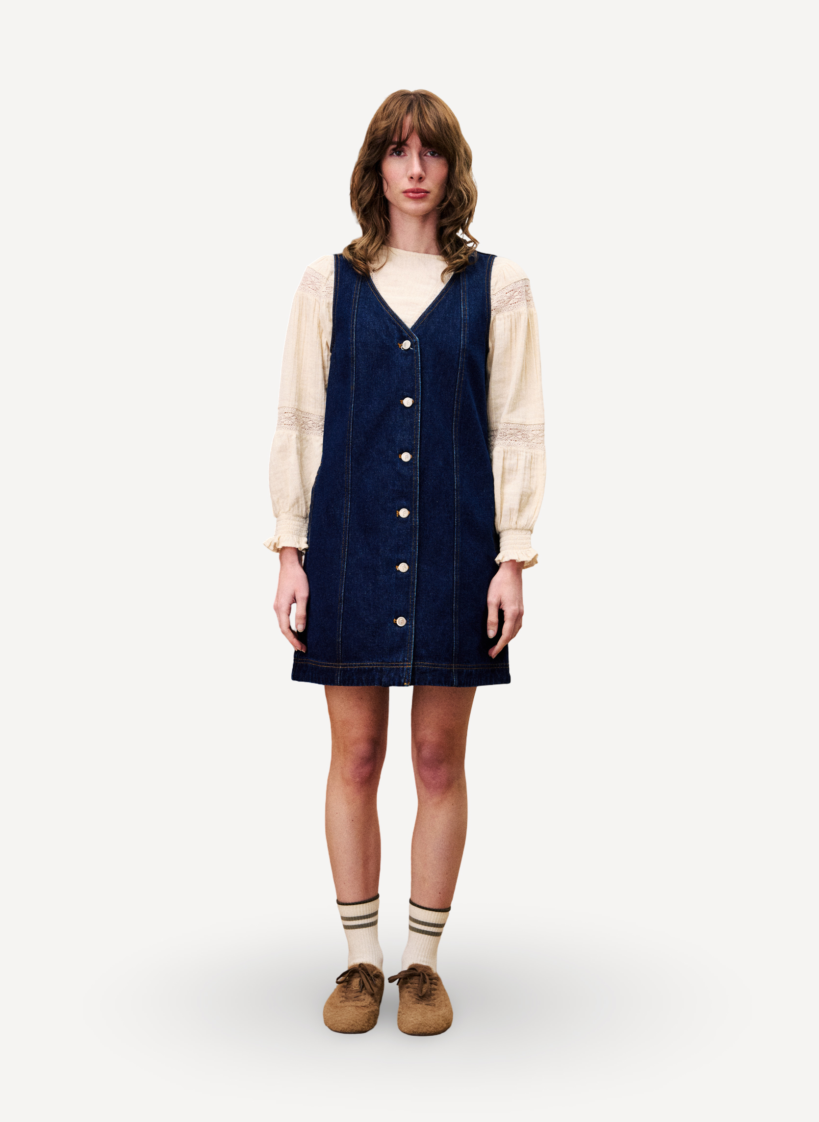 Robe Vintage Femme En Coton – Motifs Géométriques Bleus – Taille L – Longueur 43 Pouces – Occasion Très Bon état