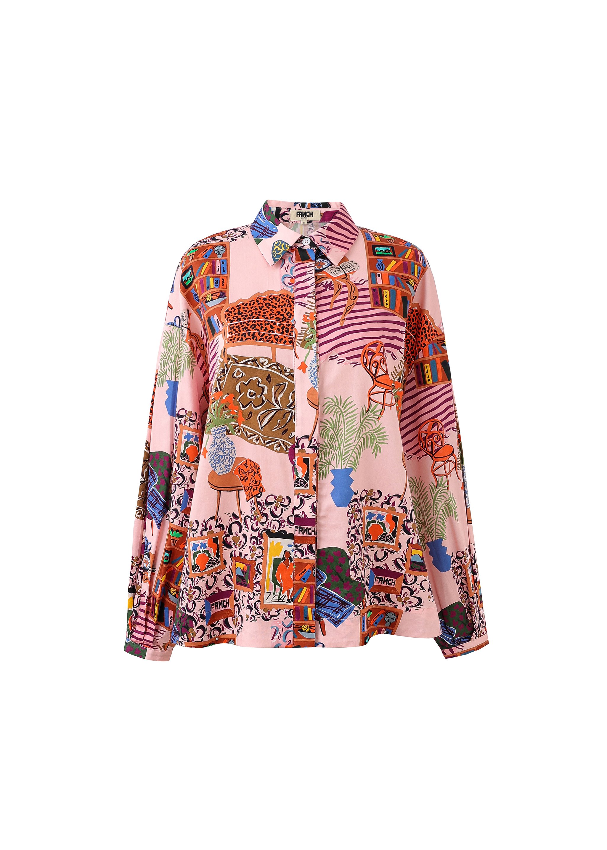 Chemise Talbots Femme Orange Imprimé Feuilles - Manches Longues - Taille S