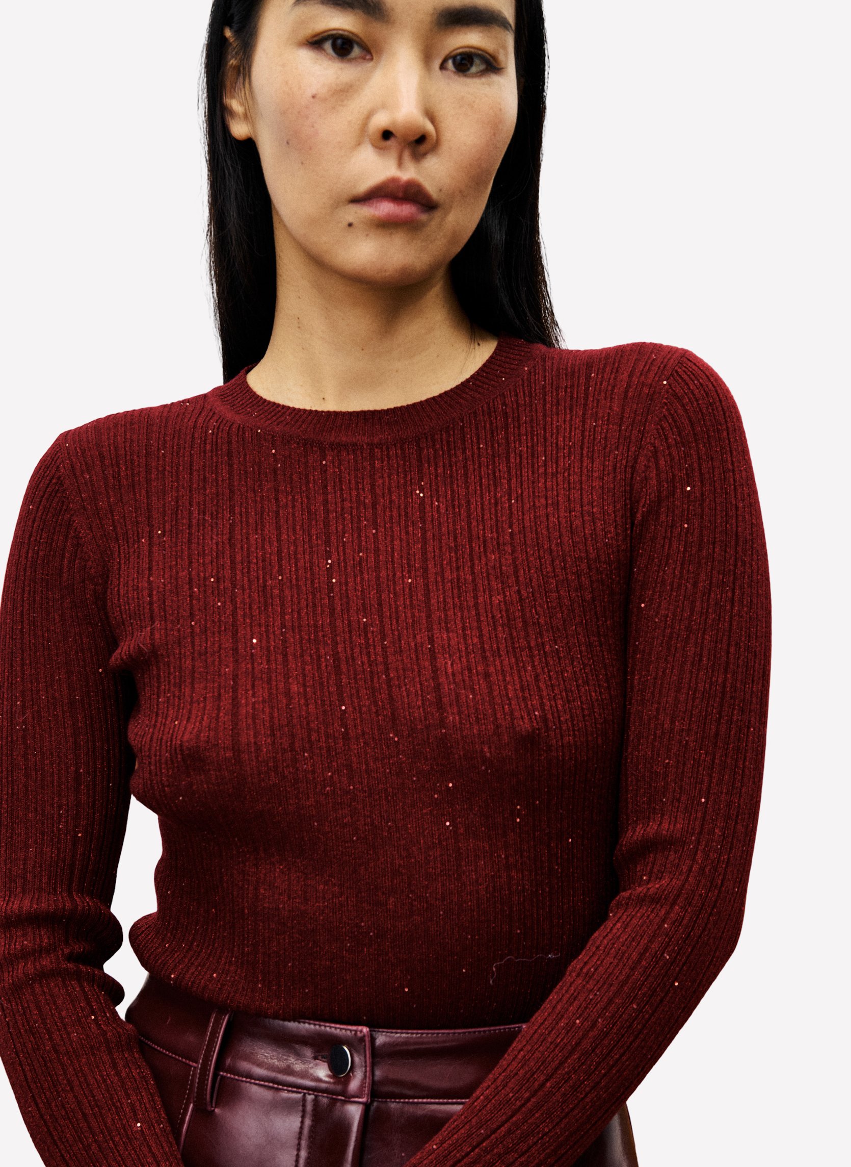 Pull Bordeaux Taille L - Acrylique - Très Bon état - Peu Porté - Col V