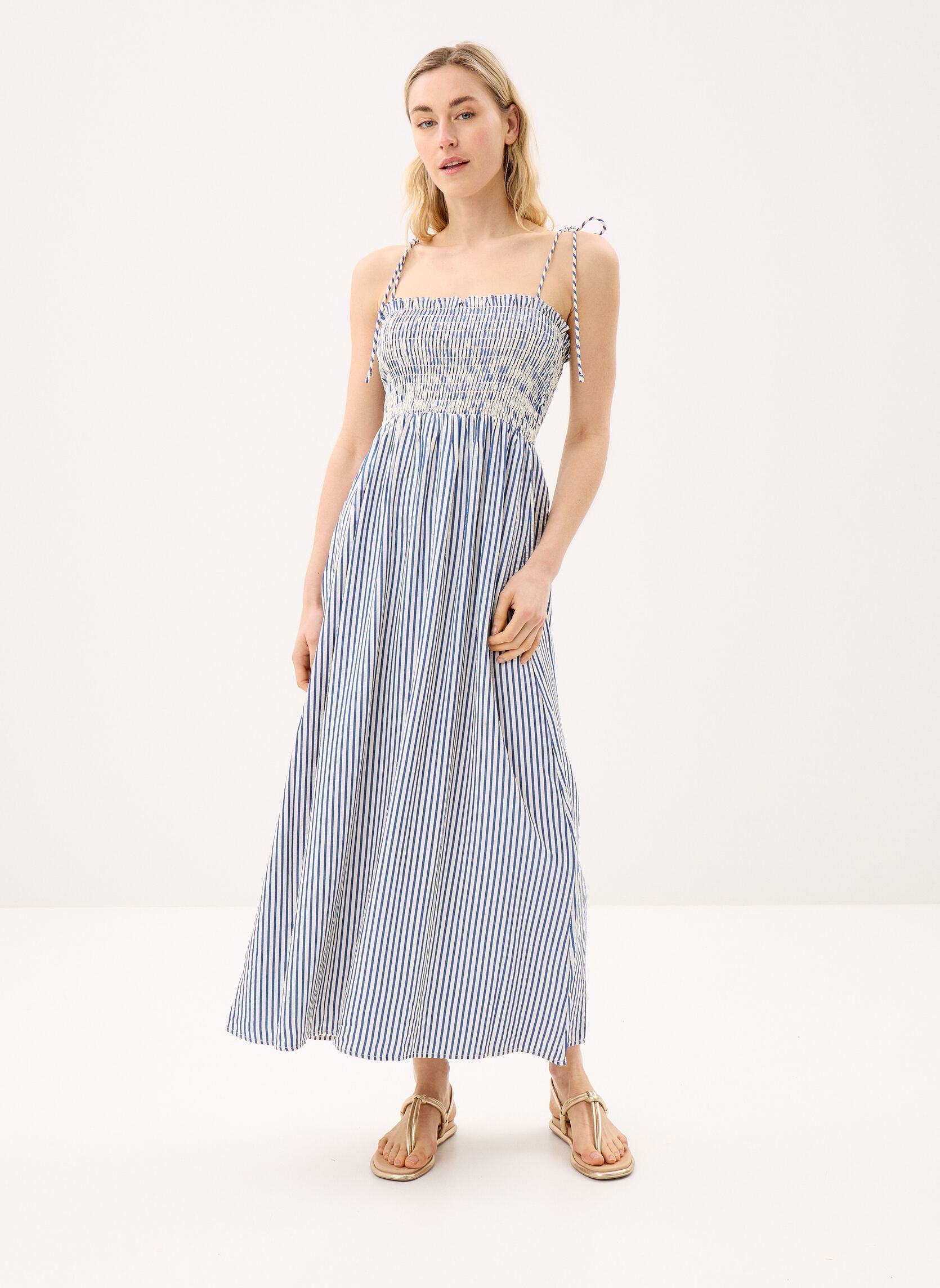 Robes longues RSALY femme bleu MADE BY Robes longues RSALY femme bleu IMP_TRANSAT STRIPES_BLEU