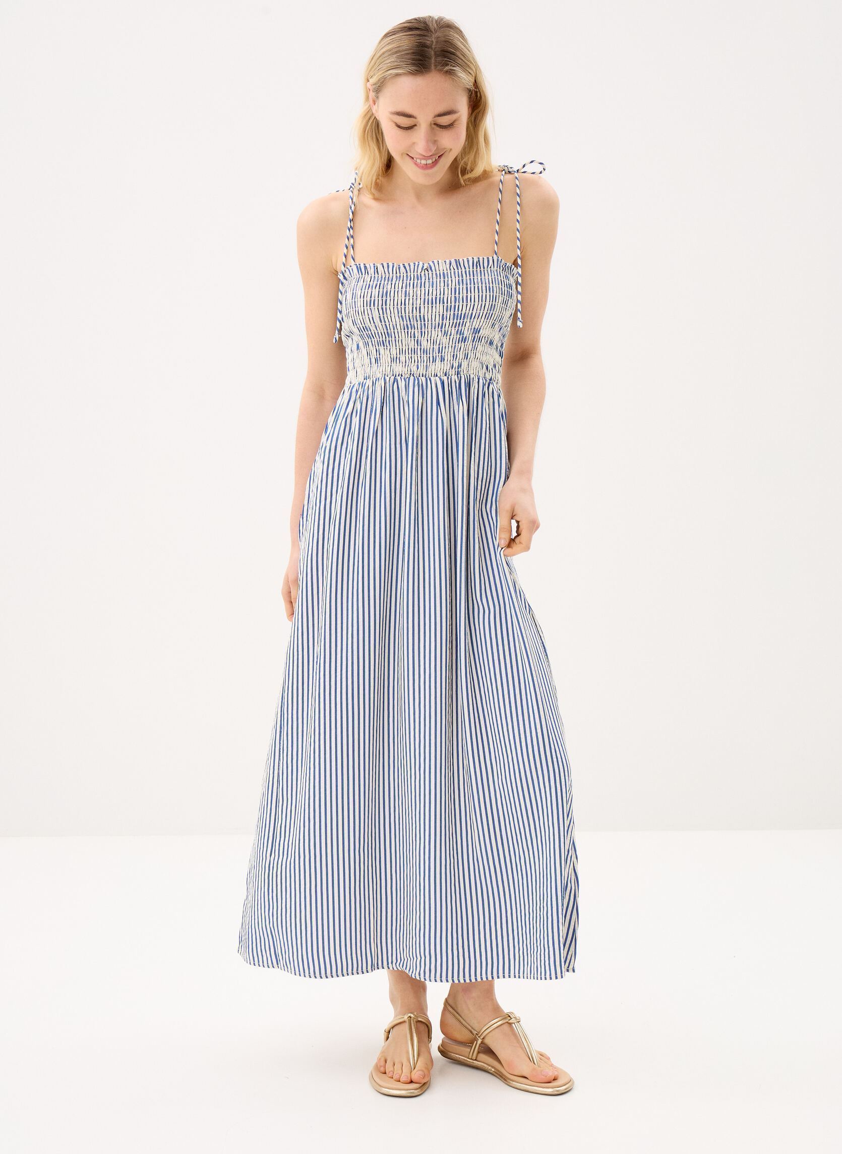 Robes longues RSALY femme bleu MADE BY Robes longues RSALY femme bleu IMP_TRANSAT STRIPES_BLEU