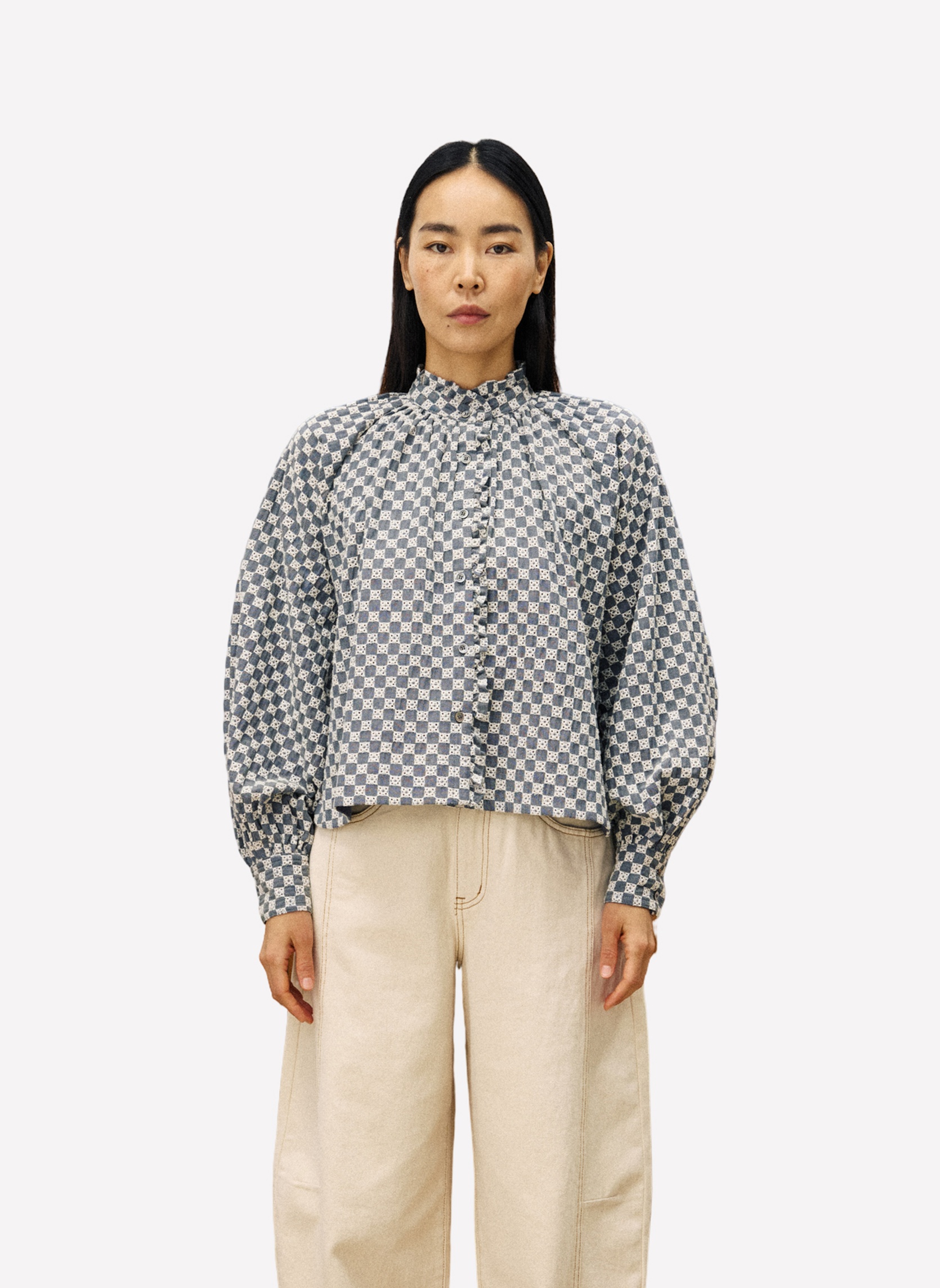 FRNCH Chemises manches longues Chemise en coton col roulé ZINNIA femme ...