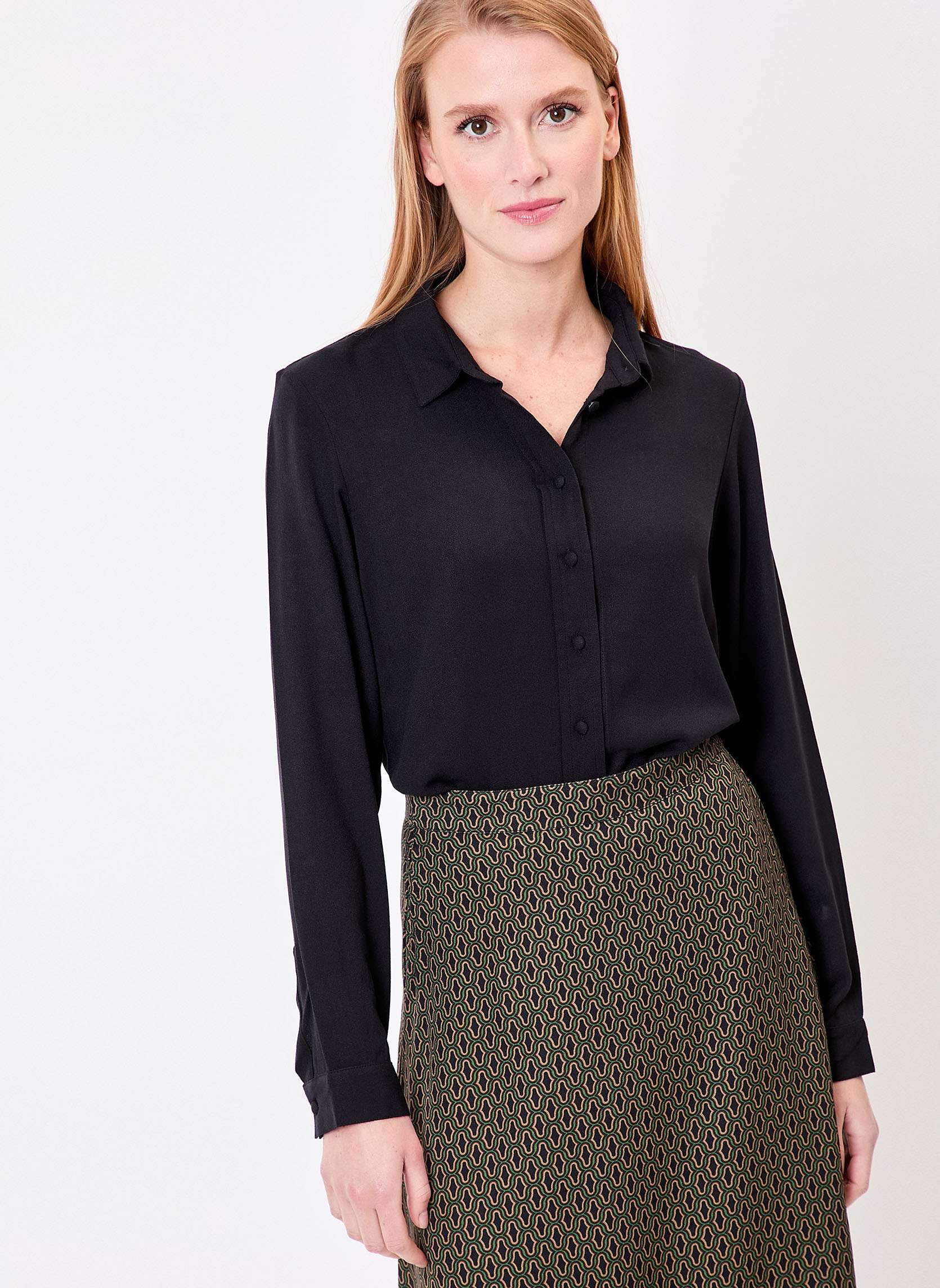Chemises Chemisier fluide droit MARGE femme noir Princesse Nomade Chemises Chemisier fluide droit MARGE femme noir Noir