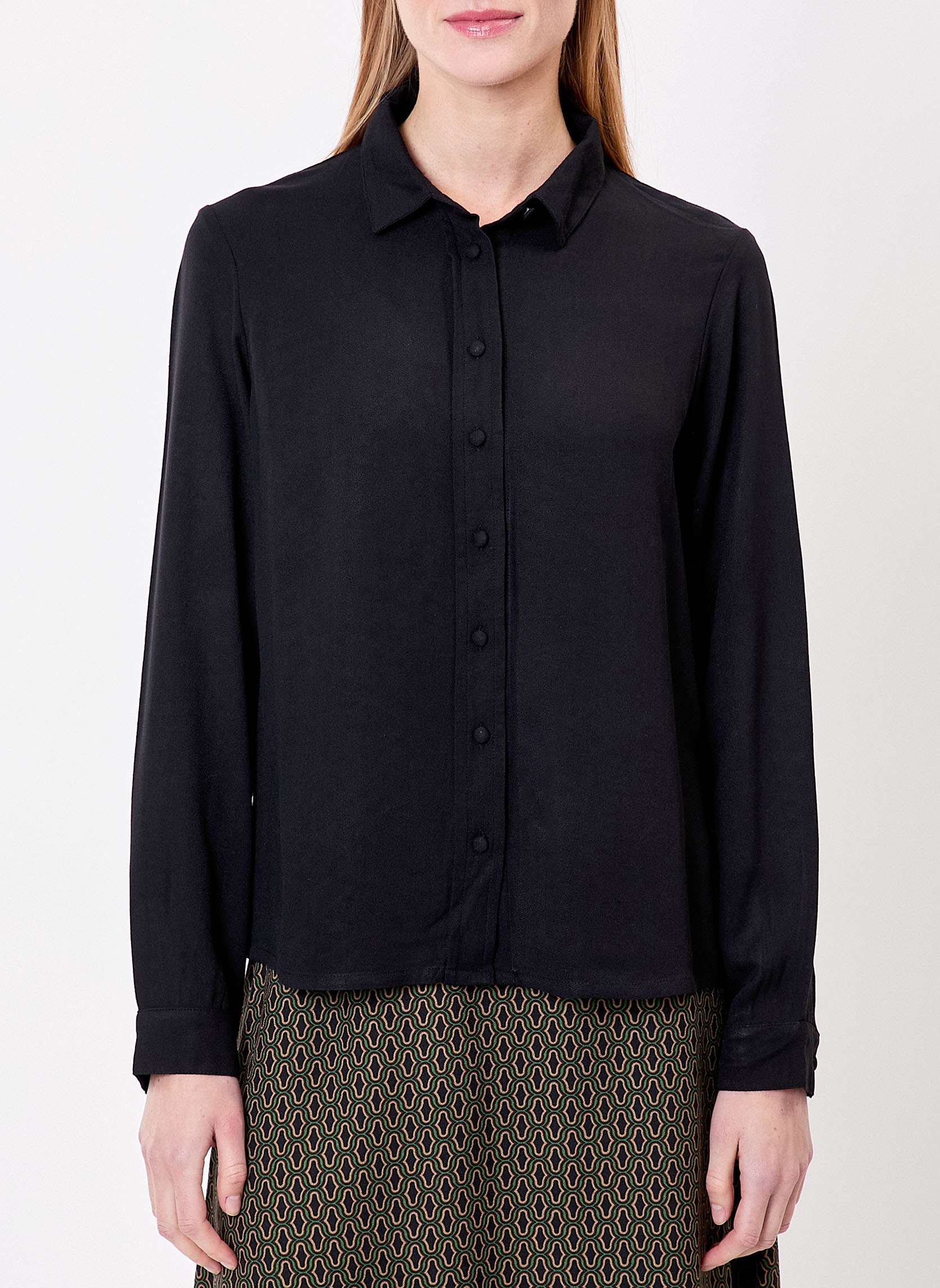 Chemises Chemisier fluide droit MARGE femme noir Princesse Nomade Chemises Chemisier fluide droit MARGE femme noir Noir