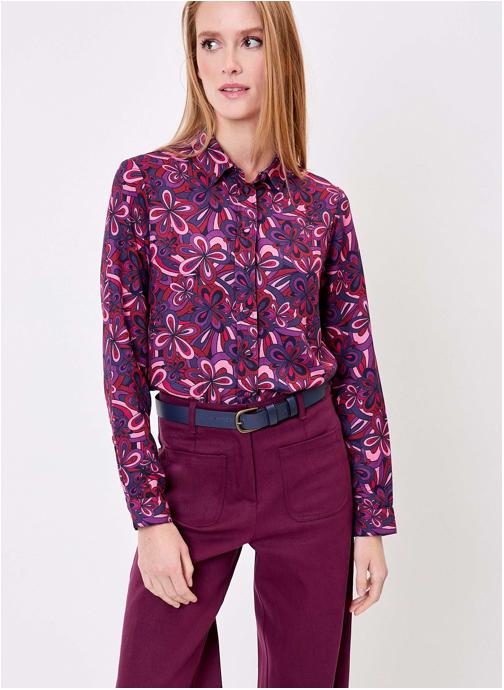 Chemisier Femme Old Navy - Taille XS, Manches Courtes, Coton Violet, Occasion Très Bon état