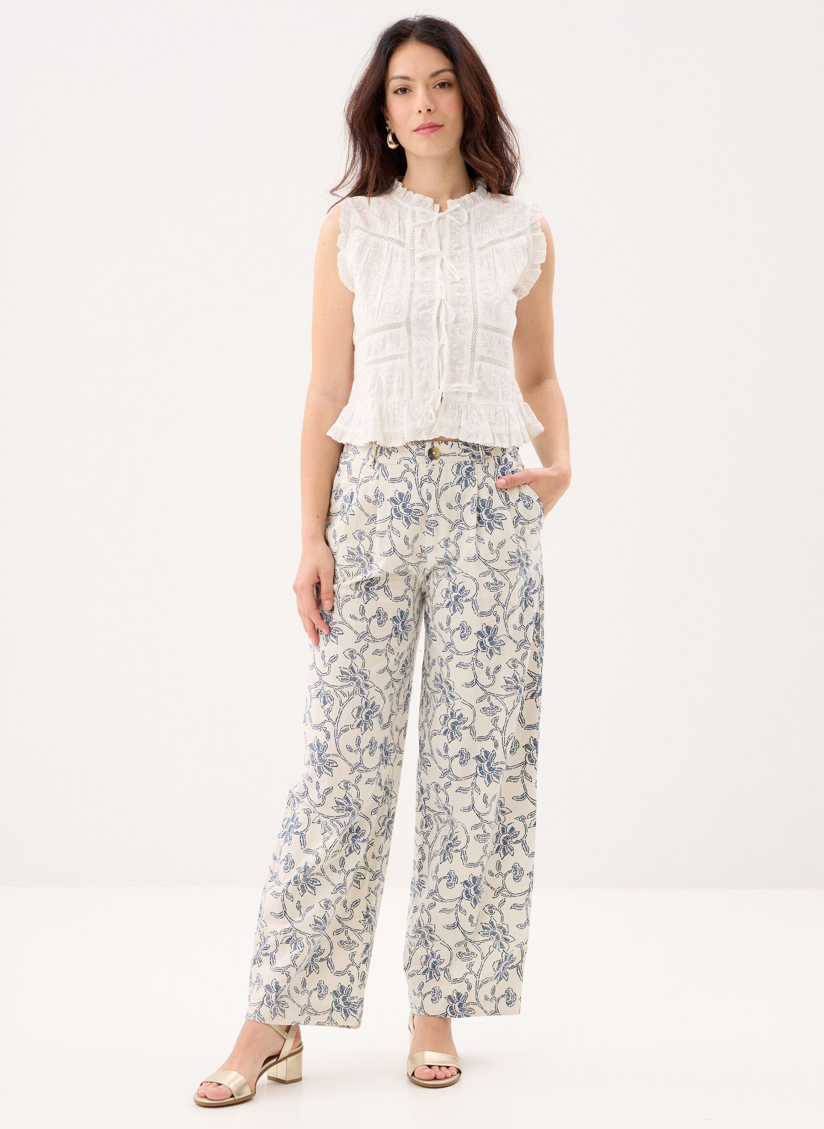 Pantalons larges Simone femme blanc Maison Hotel Pantalons larges Simone femme blanc White Fuji