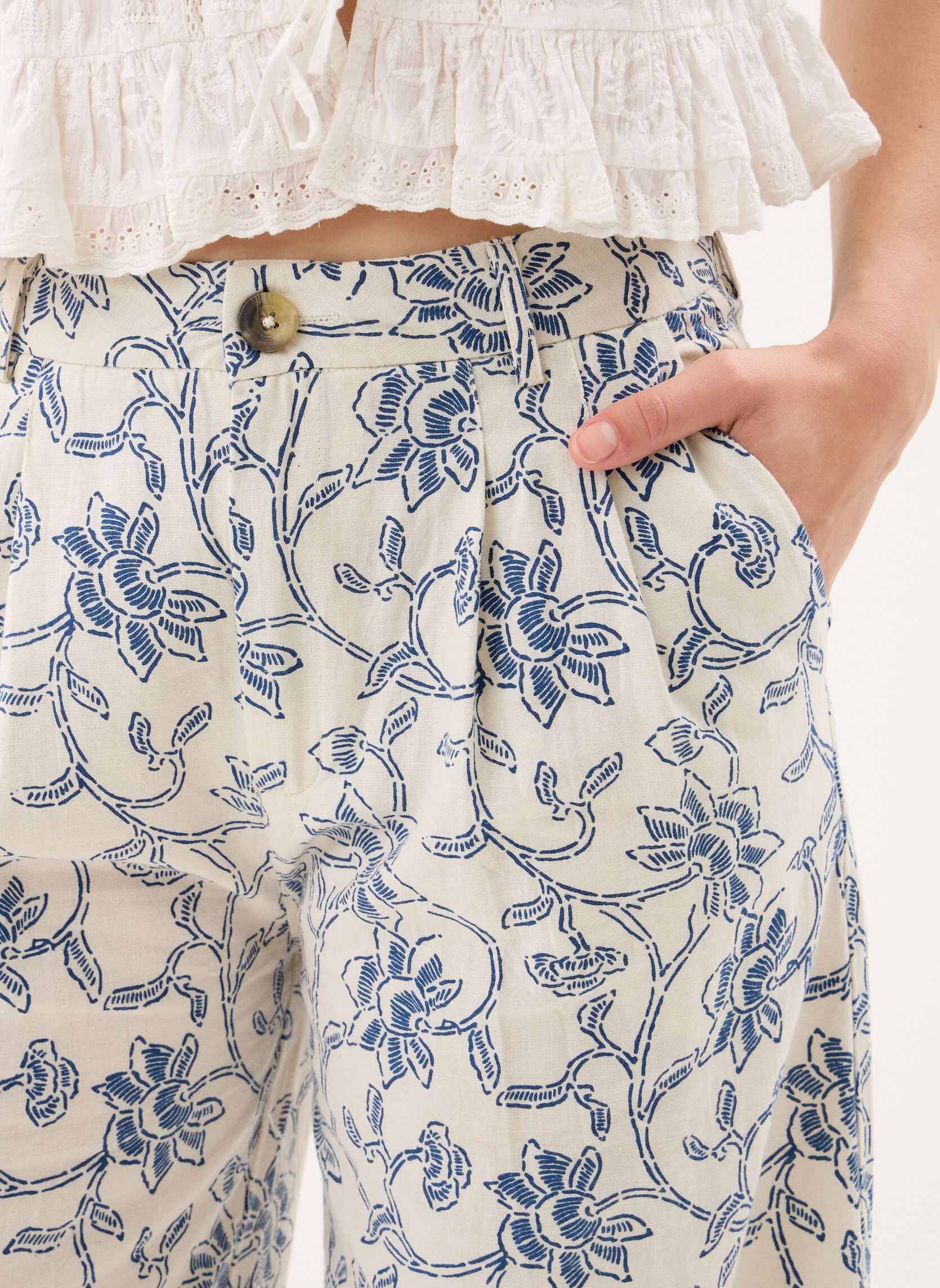 Pantalons larges Simone femme blanc Maison Hotel Pantalons larges Simone femme blanc White Fuji
