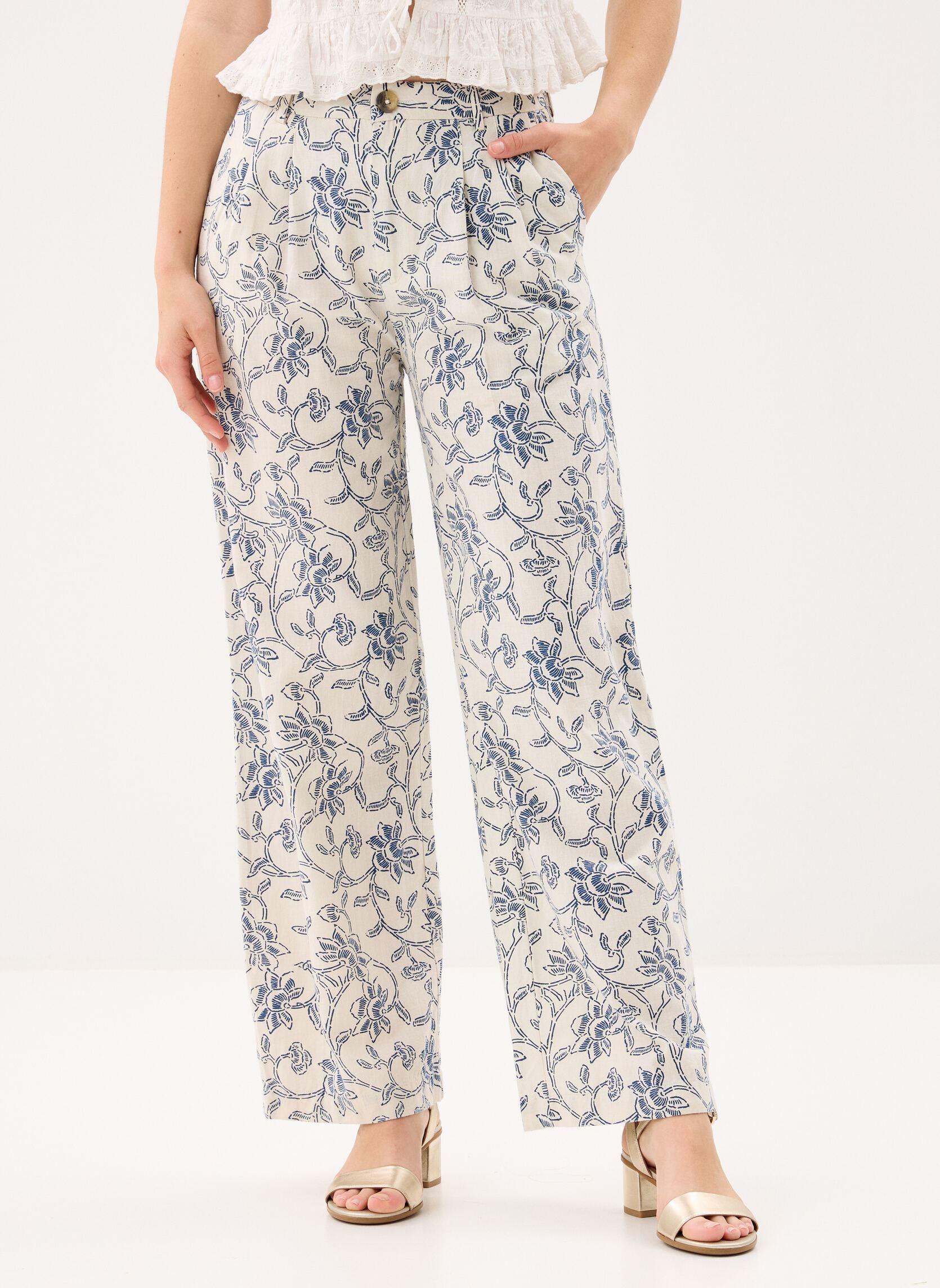 Pantalons larges Simone femme blanc Maison Hotel Pantalons larges Simone femme blanc White Fuji