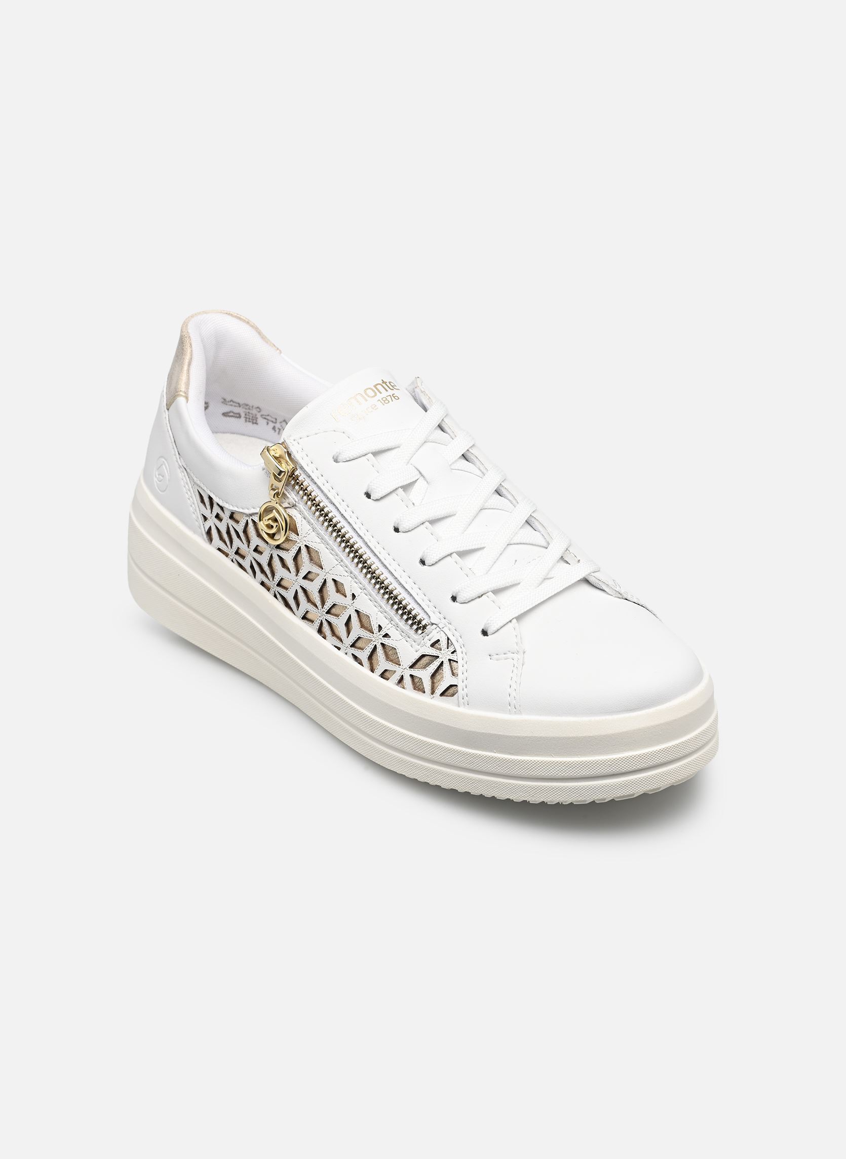 Sleehak sneakers D1C11 dames wit Remonte Sleehak sneakers D1C11 dames wit WEISS/LIGHTGOLD/MUSCHEL/WEISS