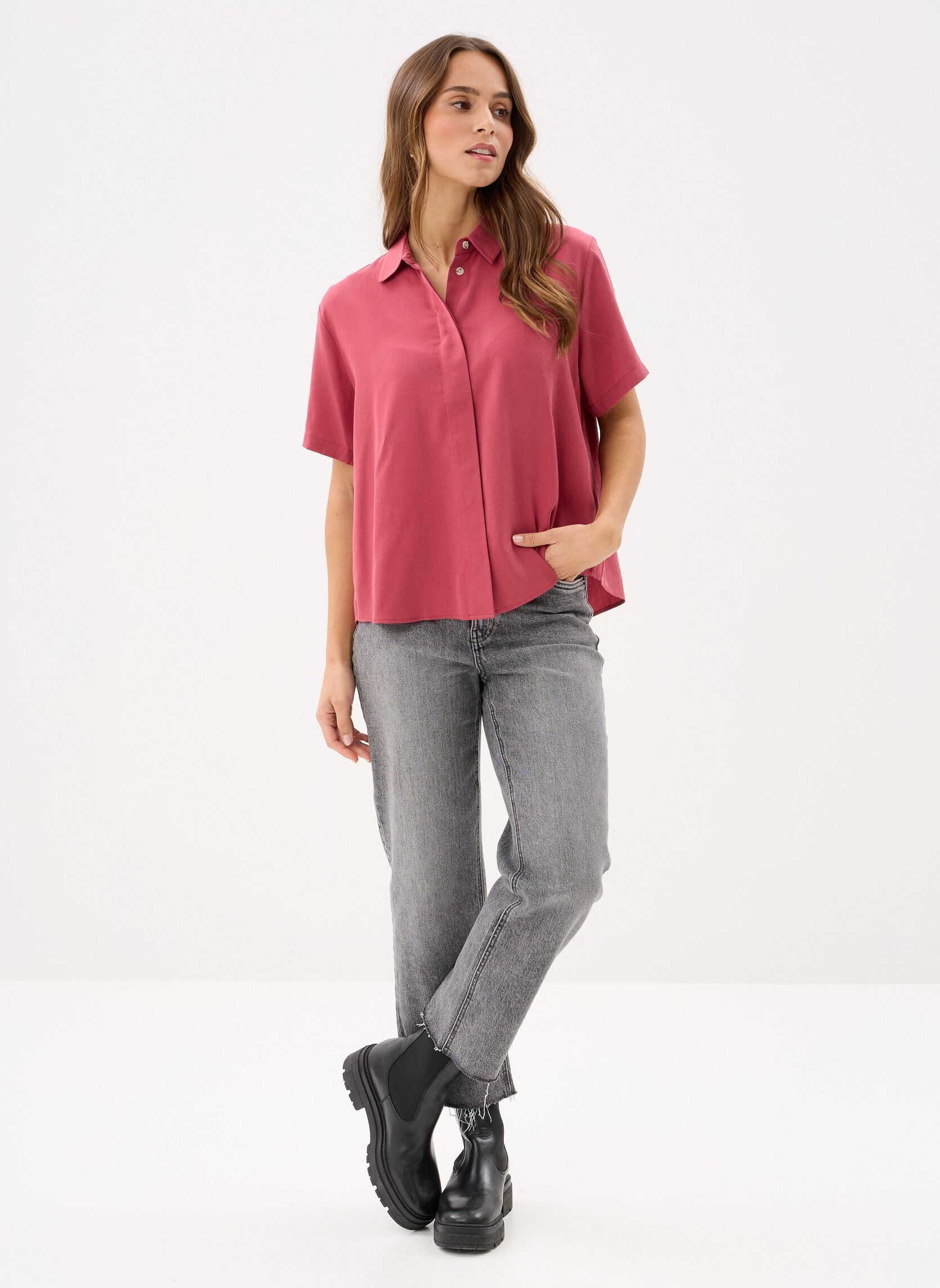 Chemises manches courtes Mina ss shirt 14028 femme rouge Samsoe Samsoe Chemises manches courtes Mina ss shirt 14028 femme rouge Earth Red