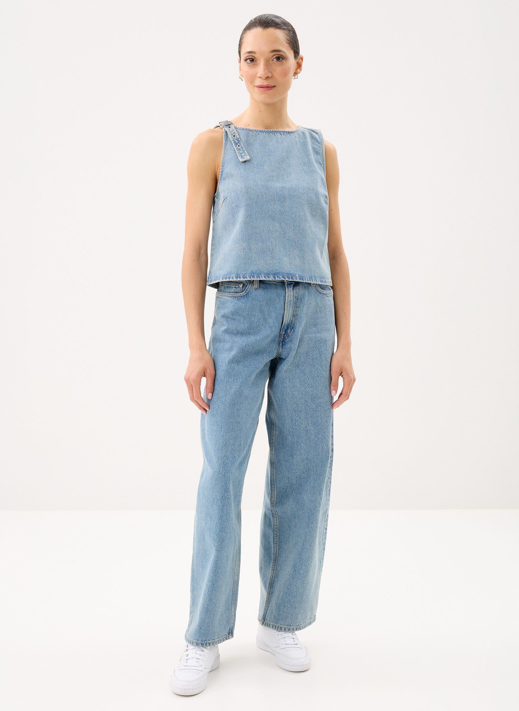 Wijde jeans / Flared Jeans Saharper jeans belt 15769 dames blauw Samsoe Samsoe Wijde jeans / Flared Jeans Saharper jeans belt 15769 dames blauw River