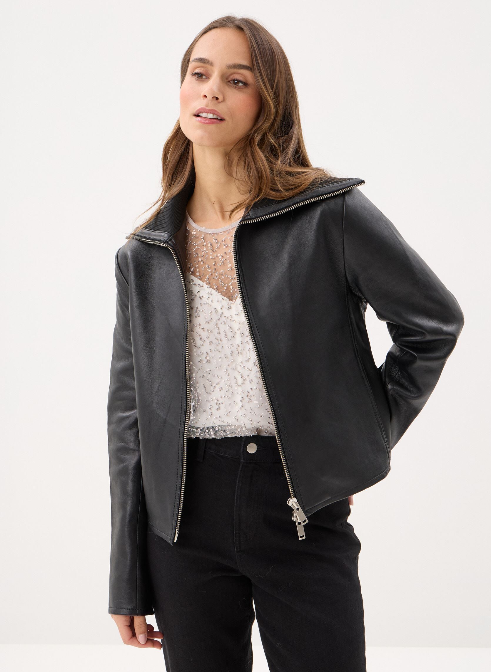Leren jassen Sashira jacket 15823 dames zwart Samsoe Samsoe Leren jassen Sashira jacket 15823 dames zwart Black