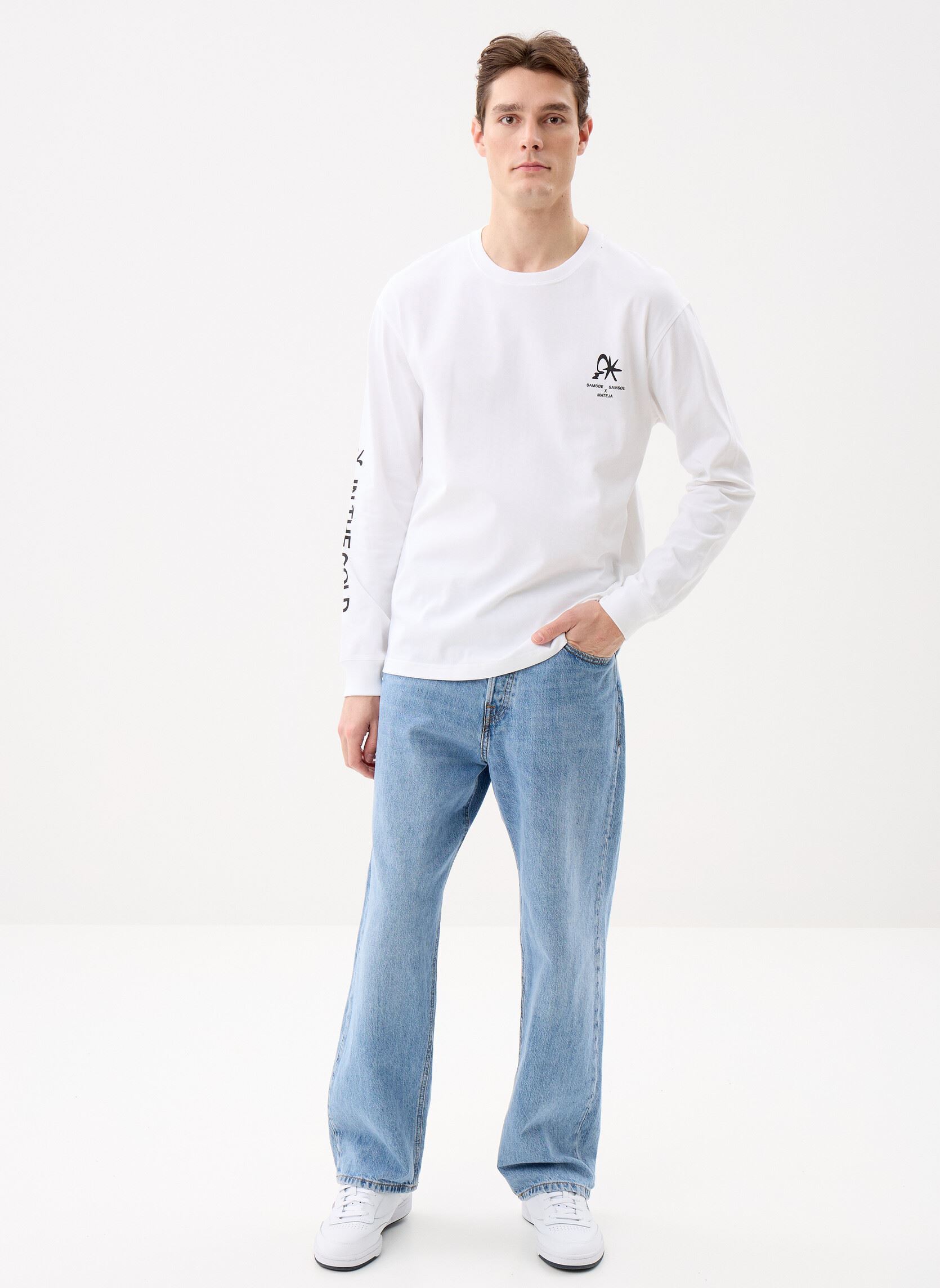 Tee-shirts manches longues Saragnar t-shirt LS 11725 homme blanc Samsoe Samsoe Tee-shirts manches longues Saragnar t-shirt LS 11725 homme blanc WHITE SUNSET