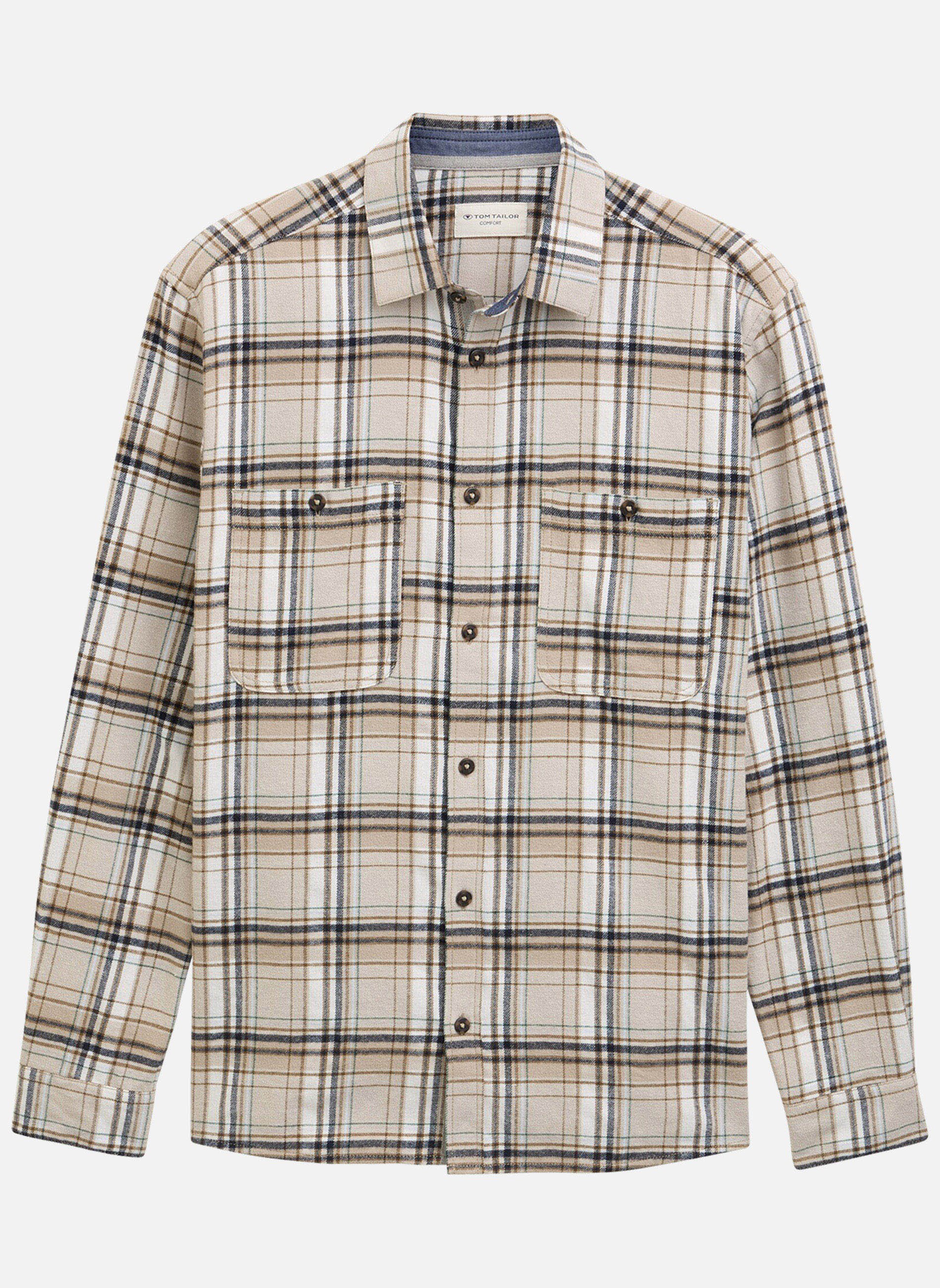 Chemises Chemise coton écossais homme beige Tom Tailor Chemises Chemise coton écossais homme beige Beige
