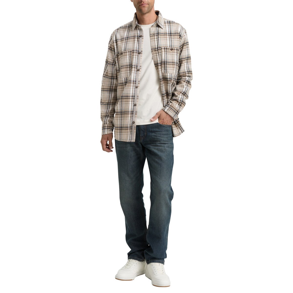 Chemises Chemise coton écossais homme beige Tom Tailor Chemises Chemise coton écossais homme beige Beige