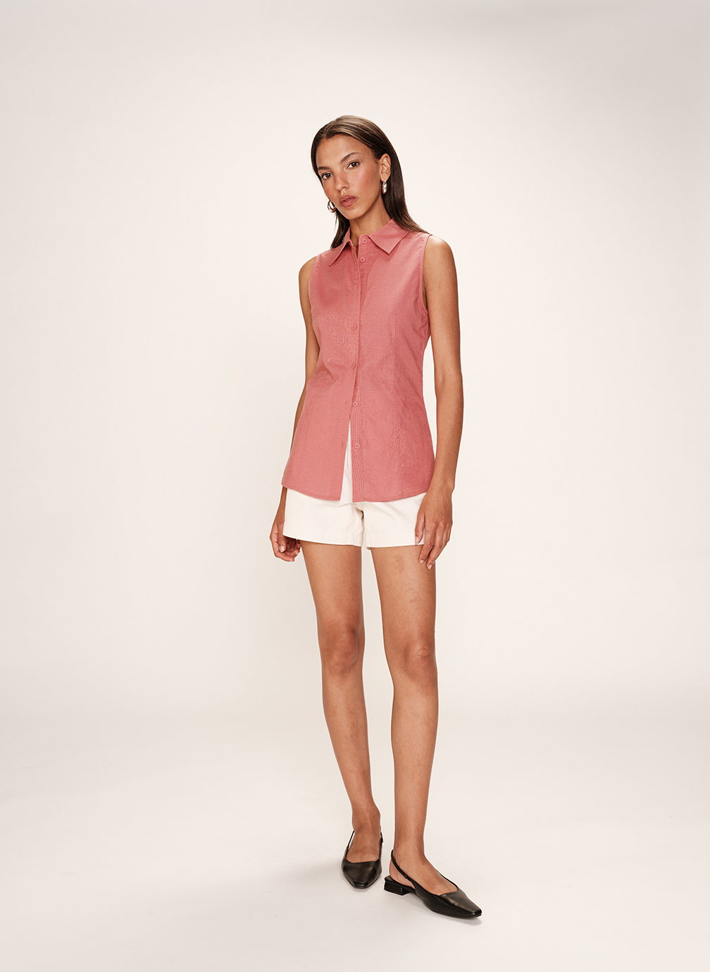 Grace & Mila Chemises manches longues Chemise cintree lin et coton ecru Renee femme beige