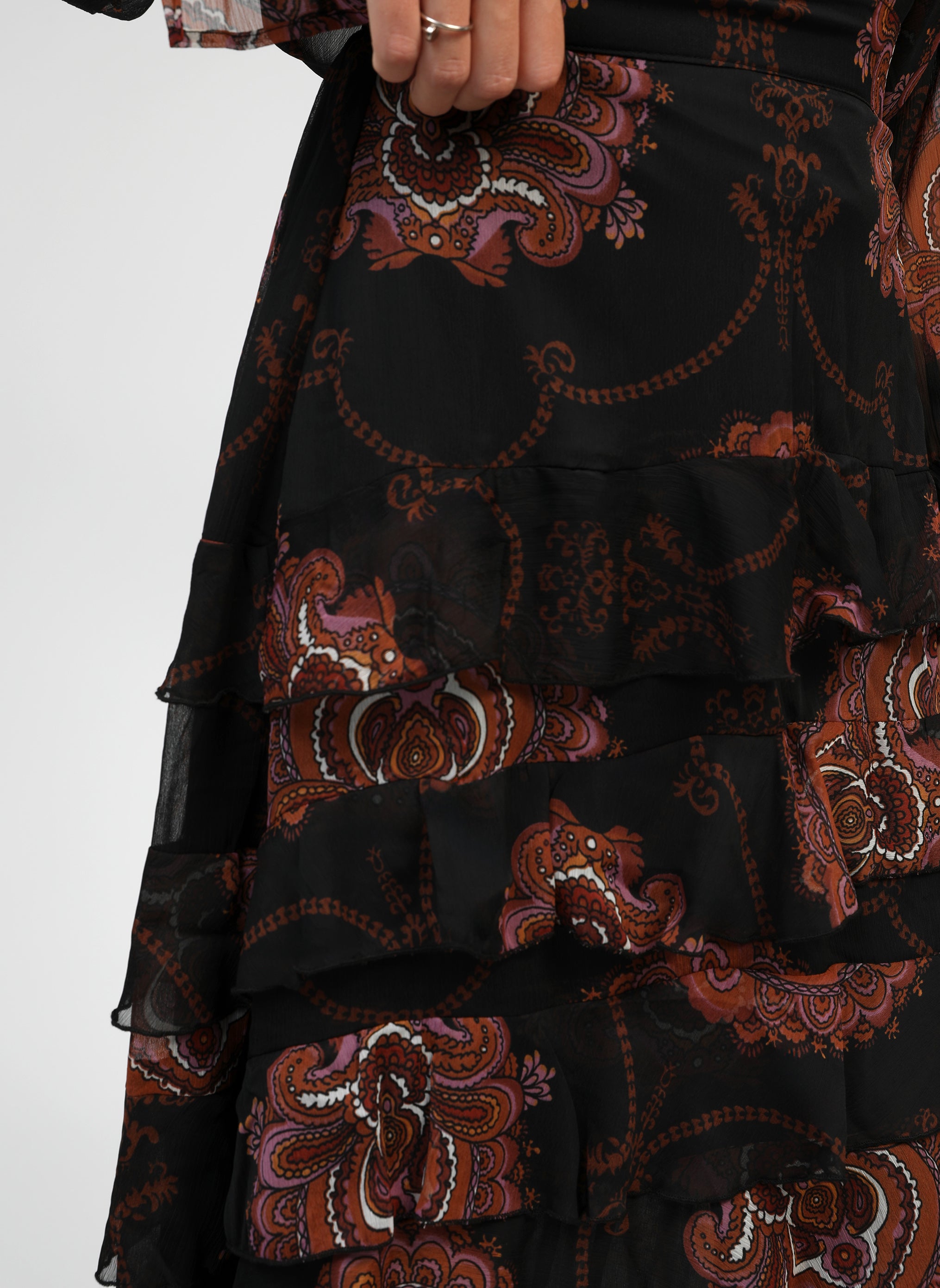 Jupe Mi-longue Paysanne Klass Collection - Taille 18, Motifs Cachemire Multicolore