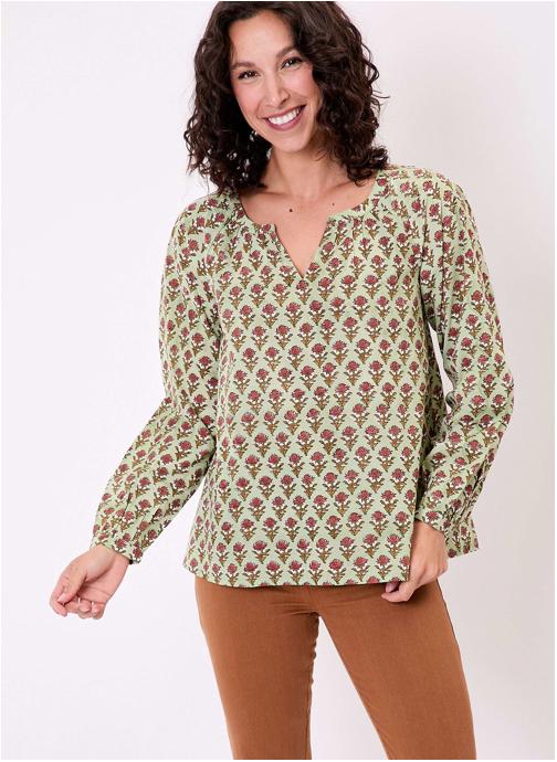 La Fiancée Blouses Blouse coton évasée manches longues OCO femme vert