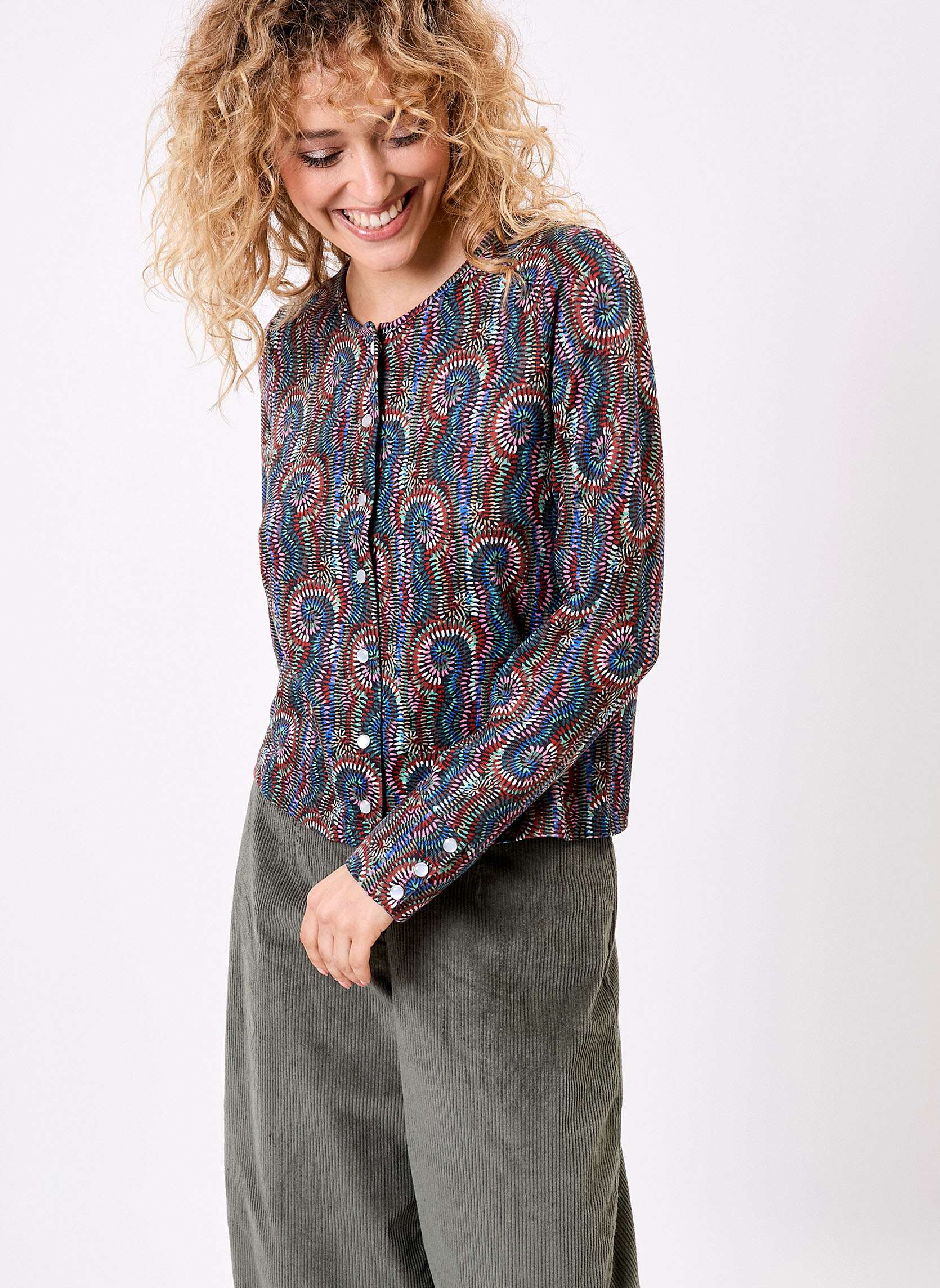 Tunique Boutonnée Bleu Océan Woman Within – Manches 3/4, Coton Doux – Taille L (18/20)