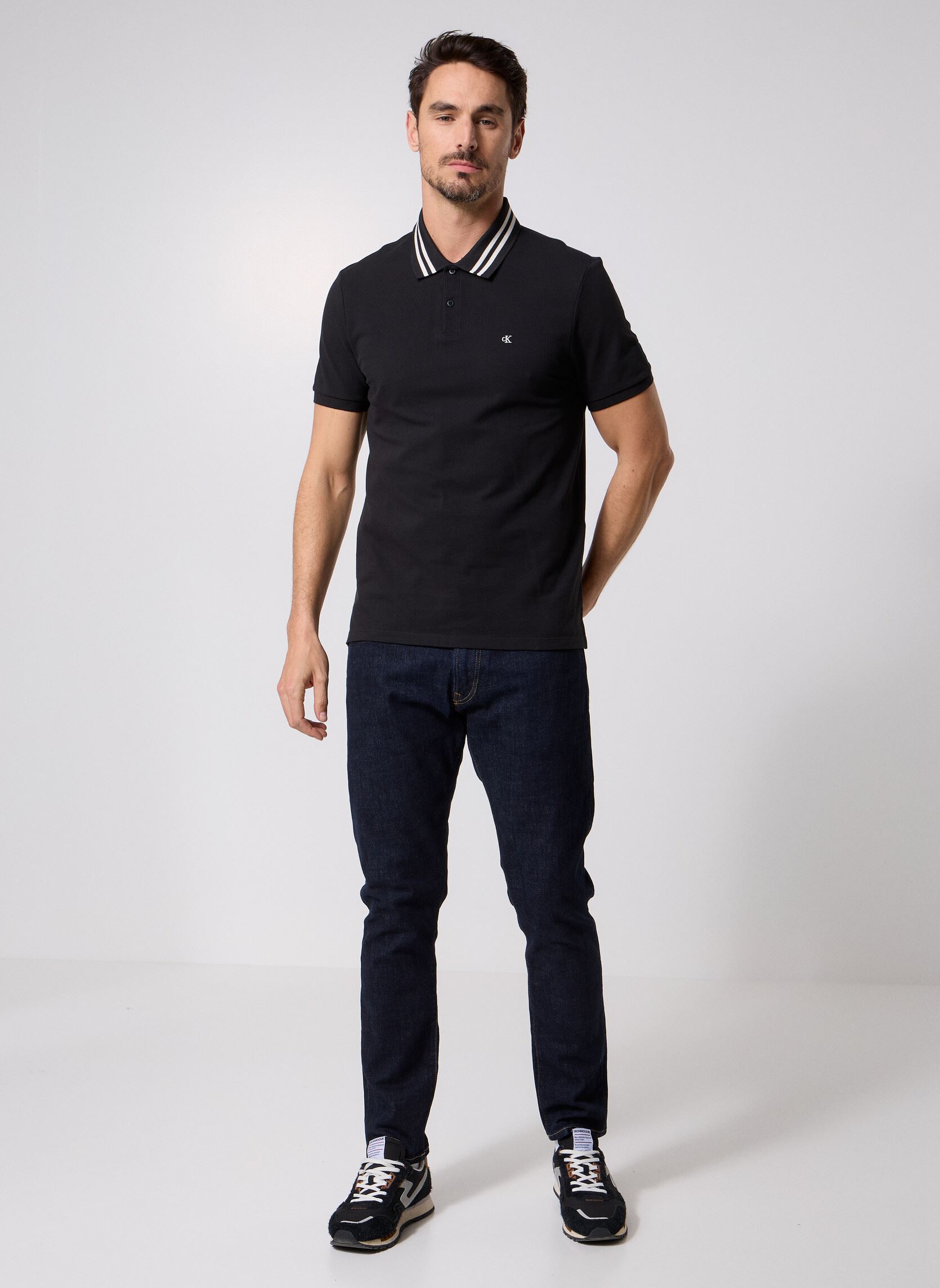 Korte mouwen polo's Ss Monogram Pique Ti heren zwart Calvin Klein Jeans Korte mouwen polo's Ss Monogram Pique Ti heren zwart BLACK