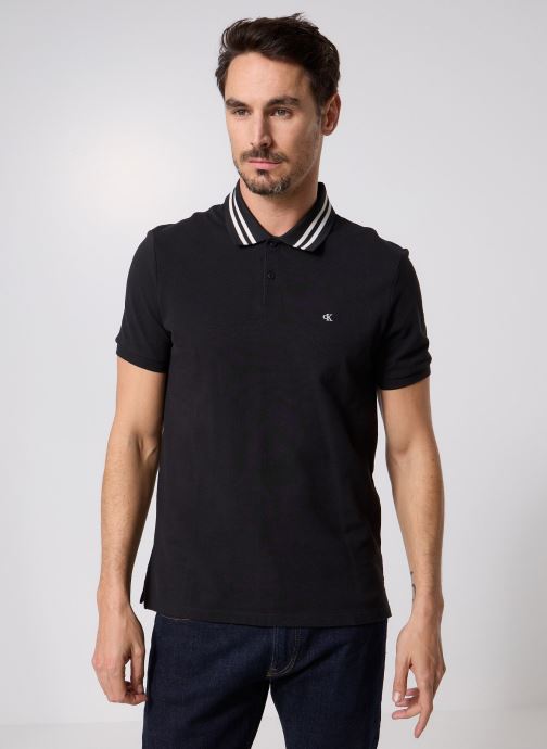 Calvin Klein Jeans Polos manches courtes Ss Monogram Pique Ti homme noir