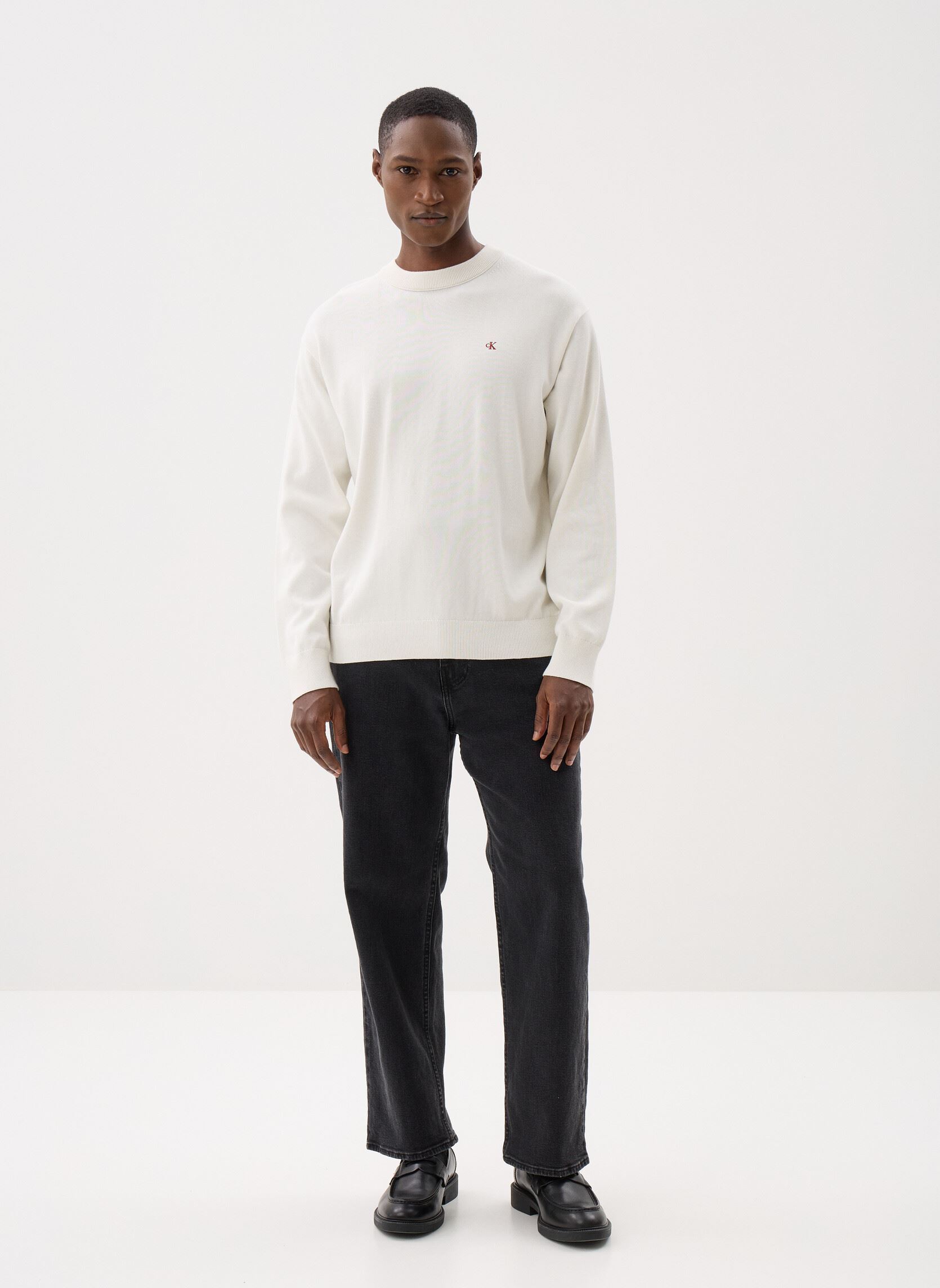 Sweatshirts Eu Ls Cotton Relaxed heren wit Calvin Klein Jeans Sweatshirts Eu Ls Cotton Relaxed heren wit WHITE