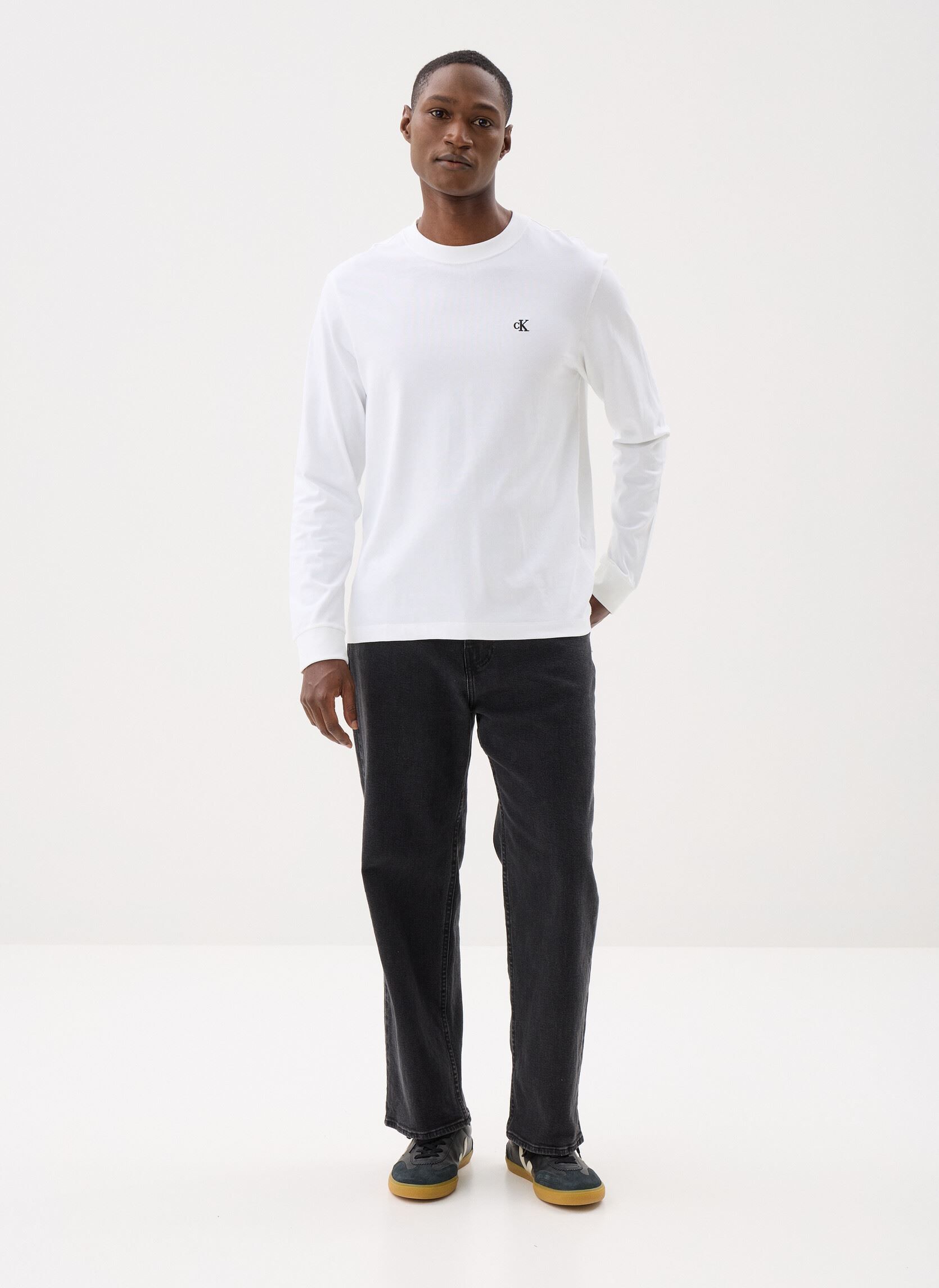 Tee-shirts manches longues Ls Easy Monogram Tee homme blanc Calvin Klein Jeans Tee-shirts manches longues Ls Easy Monogram Tee homme blanc WHITE