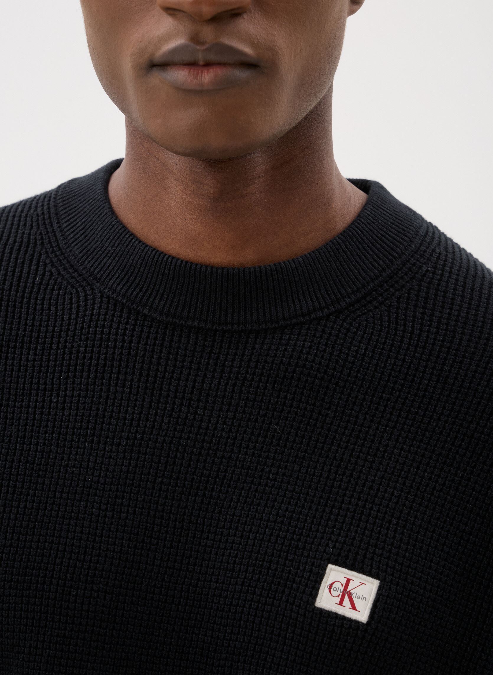 Sweatshirts Ls Ez Cotton Waffle heren zwart Calvin Klein Jeans Sweatshirts Ls Ez Cotton Waffle heren zwart BLACK