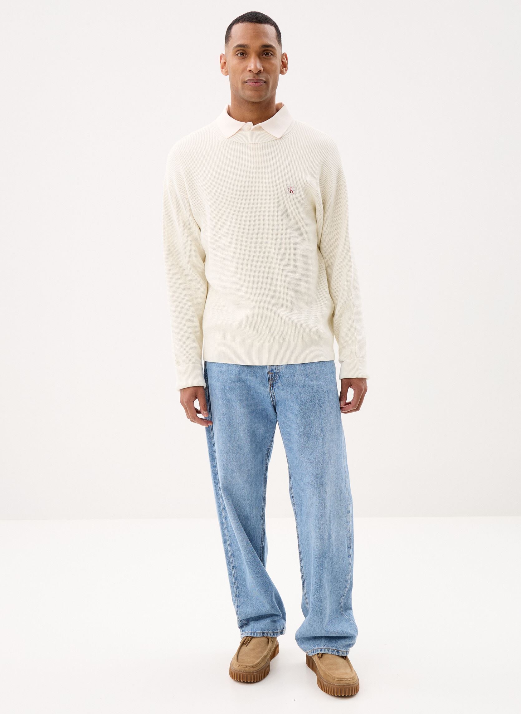 Sweats Ls Ez Cotton Waffle homme blanc Calvin Klein Jeans Sweats Ls Ez Cotton Waffle homme blanc WHITE