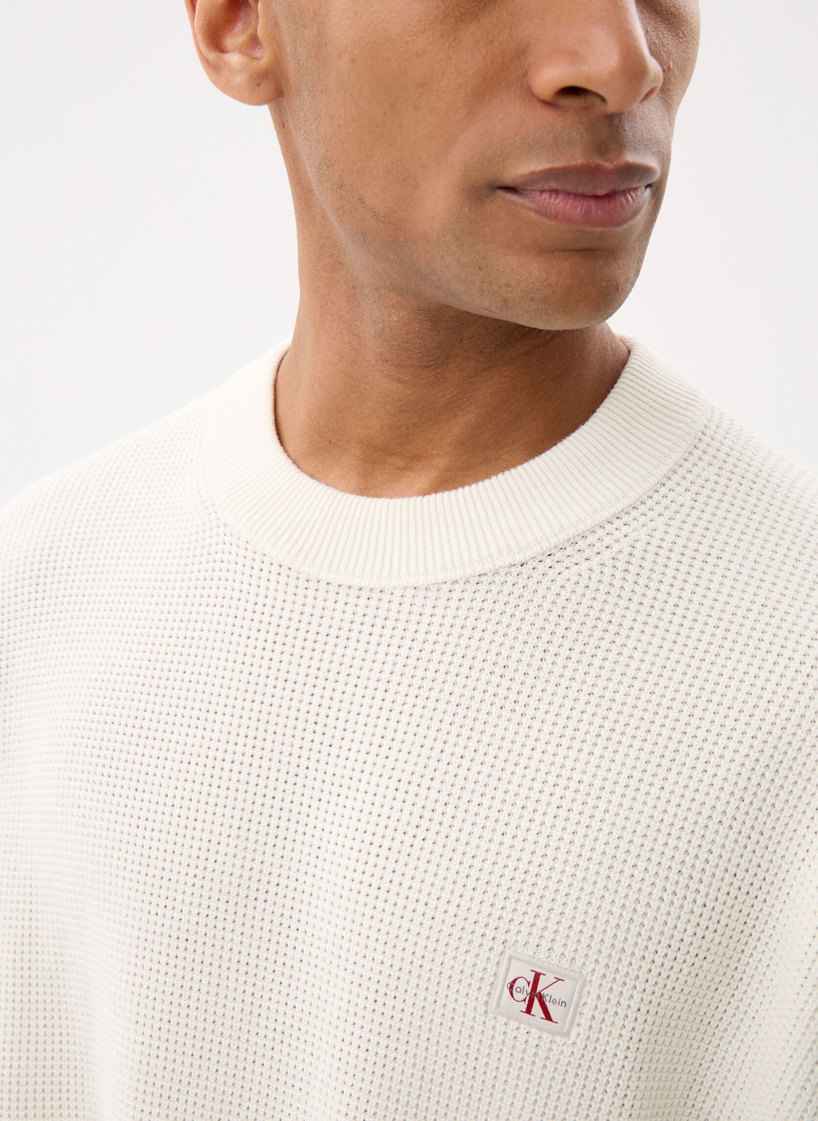 Sweats Ls Ez Cotton Waffle homme blanc Calvin Klein Jeans Sweats Ls Ez Cotton Waffle homme blanc WHITE