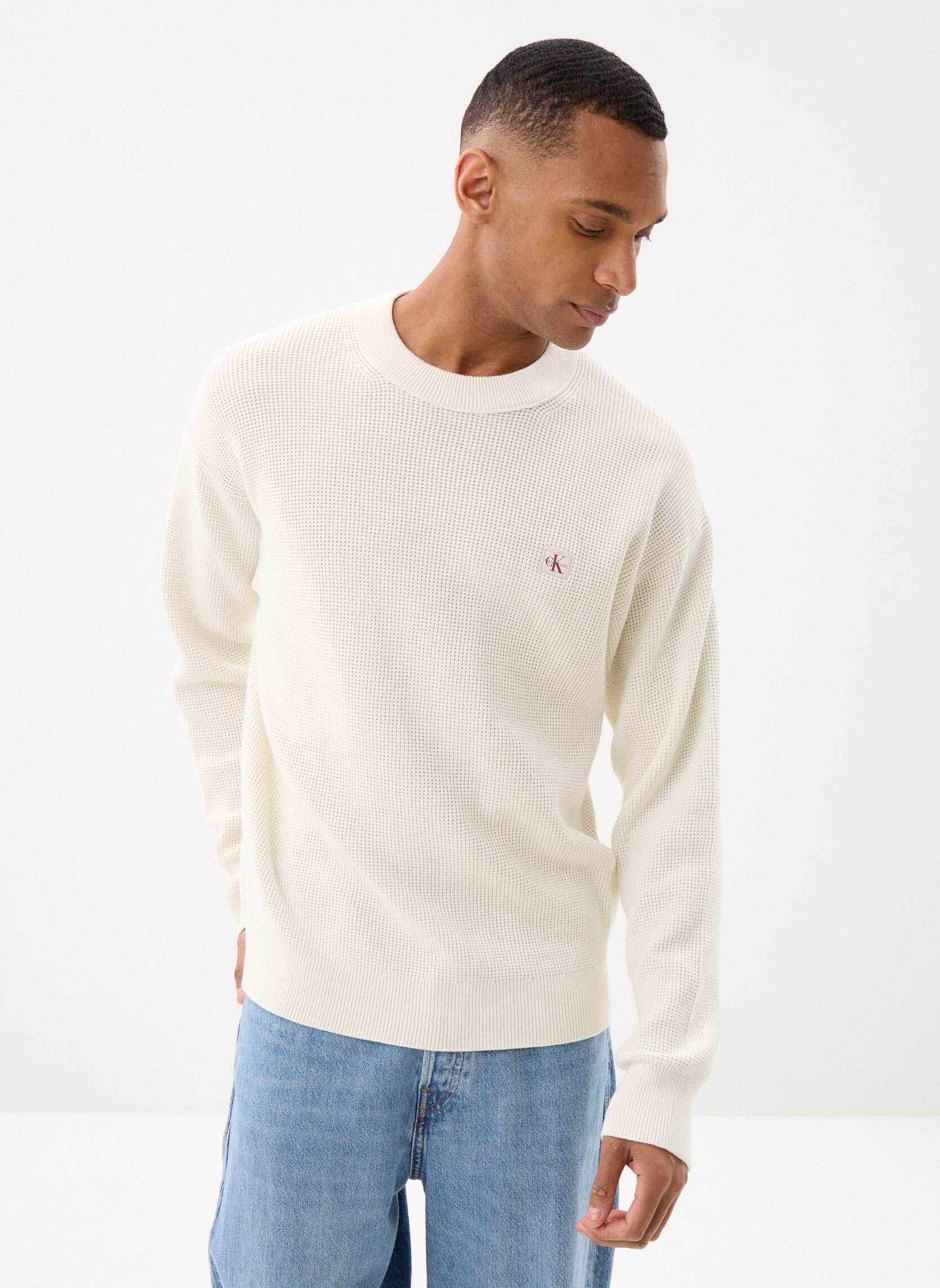 Pull Calvin Klein Jeans LS EZ COTTON WAFFLE LV04RD313G EU - vue 6