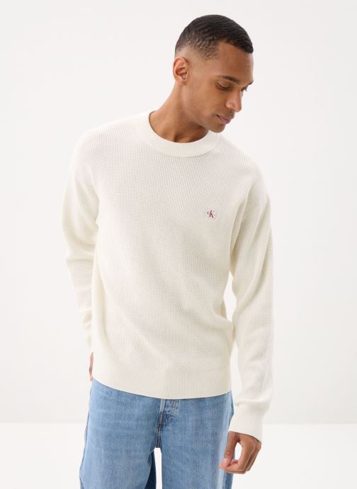Calvin Klein Jeans Sweats Ls Ez Cotton Waffle homme blanc