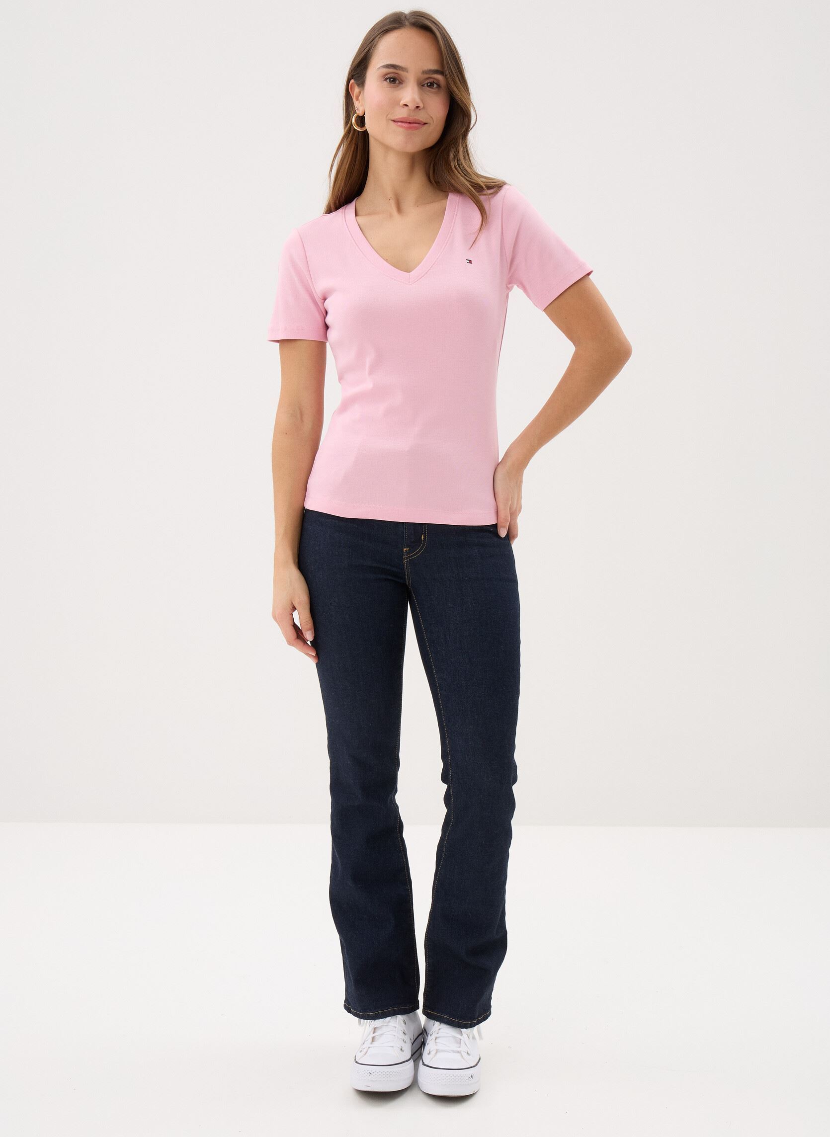 T-shirt a maniche corte Slim Cody V-Nk Ss donna rosa Tommy Hilfiger T-shirt a maniche corte Slim Cody V-Nk Ss donna rosa Bonita Pink