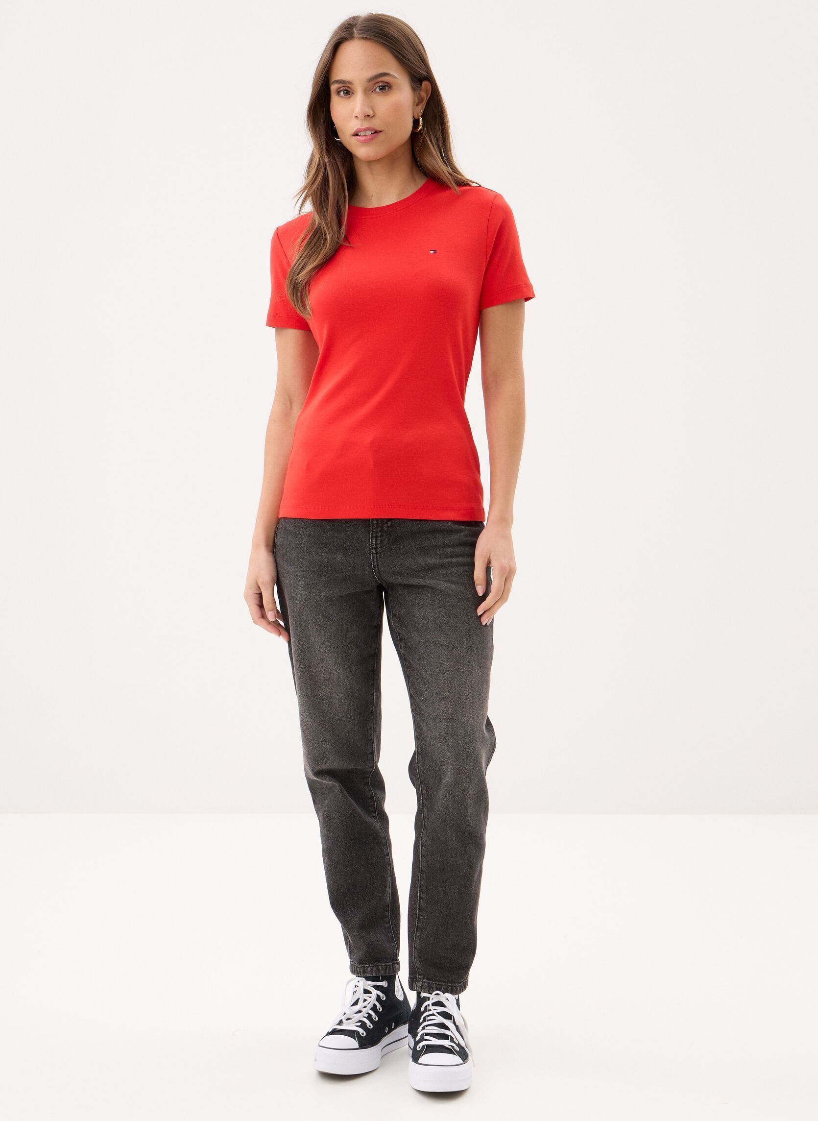 Kurzarm-T-Shirts Slim Cody V-Nk Ss damen rot Tommy Hilfiger Kurzarm-T-Shirts Slim Cody V-Nk Ss damen rot FIREWORKS
