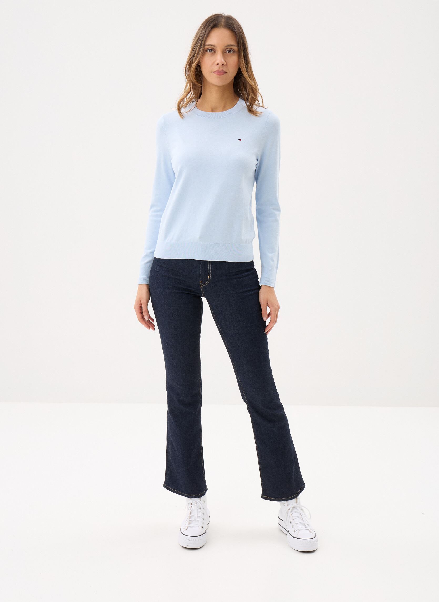 Pulls Co Jersey Stitch Ls femme bleu Tommy Hilfiger Pulls Co Jersey Stitch Ls femme bleu BREEZY BLUE