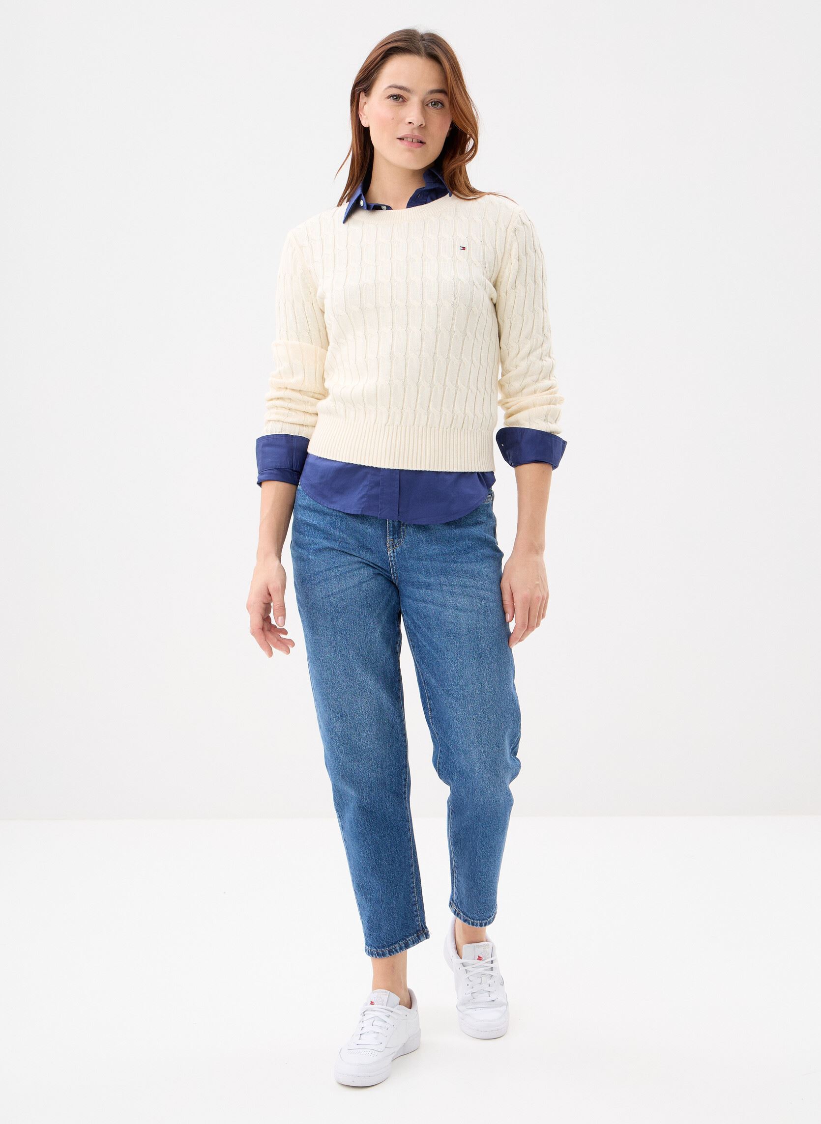 Pulls Co Cable Mid Gg C-Nk femme blanc Tommy Hilfiger Pulls Co Cable Mid Gg C-Nk femme blanc CALICO