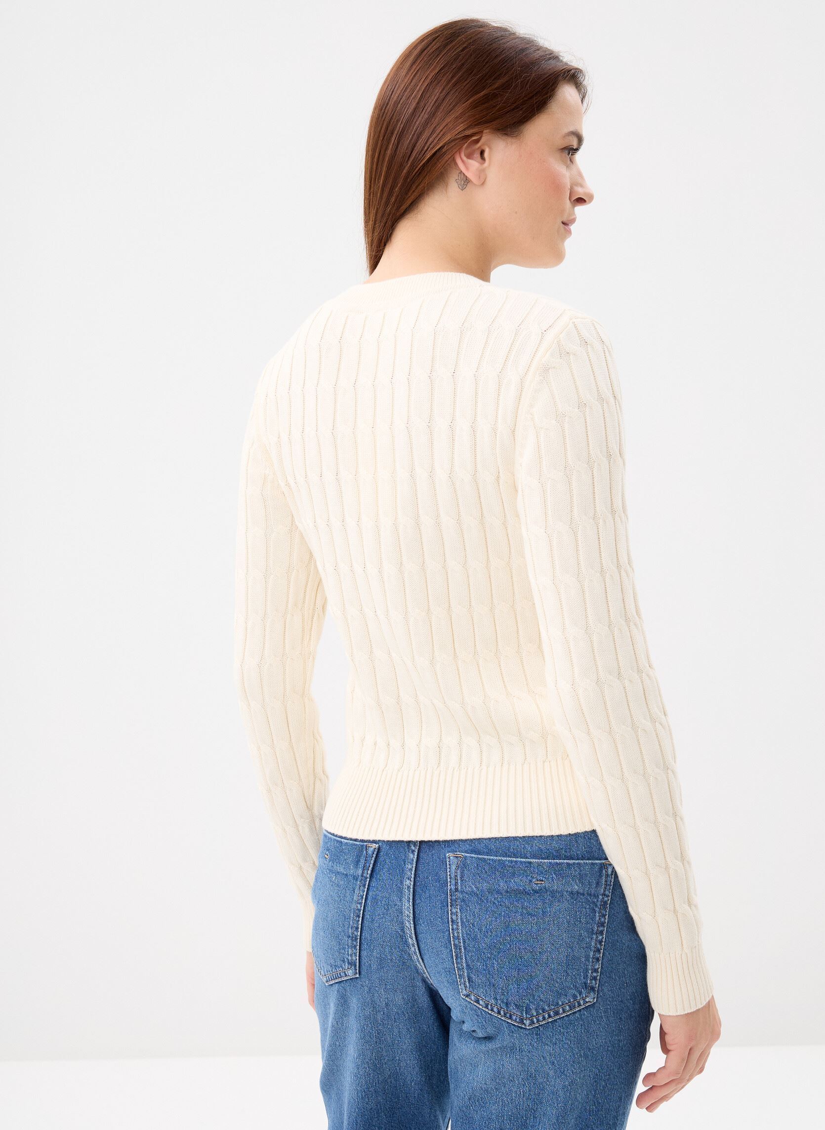 Pulls Co Cable Mid Gg C-Nk femme blanc Tommy Hilfiger Pulls Co Cable Mid Gg C-Nk femme blanc CALICO