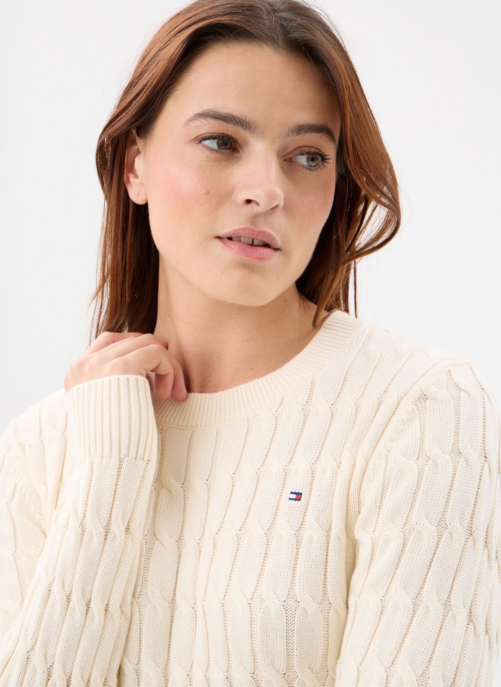 Pulls Co Cable Mid Gg C-Nk femme blanc Tommy Hilfiger Pulls Co Cable Mid Gg C-Nk femme blanc CALICO