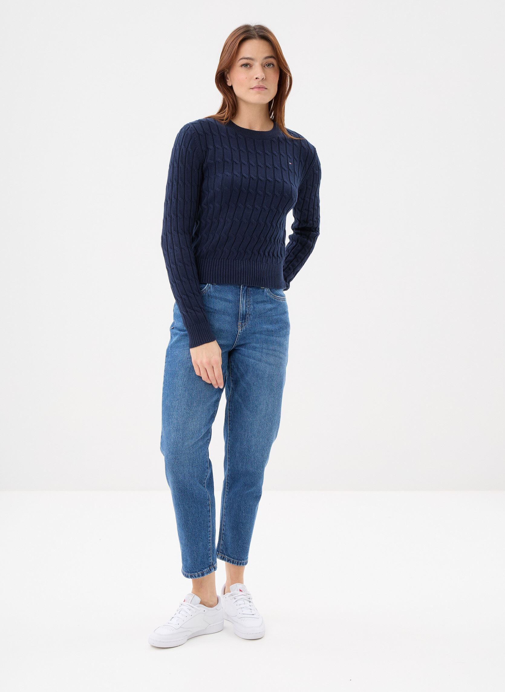 Pulls Co Cable Mid Gg C-Nk femme bleu Tommy Hilfiger Pulls Co Cable Mid Gg C-Nk femme bleu DARK NIGHT NAVY