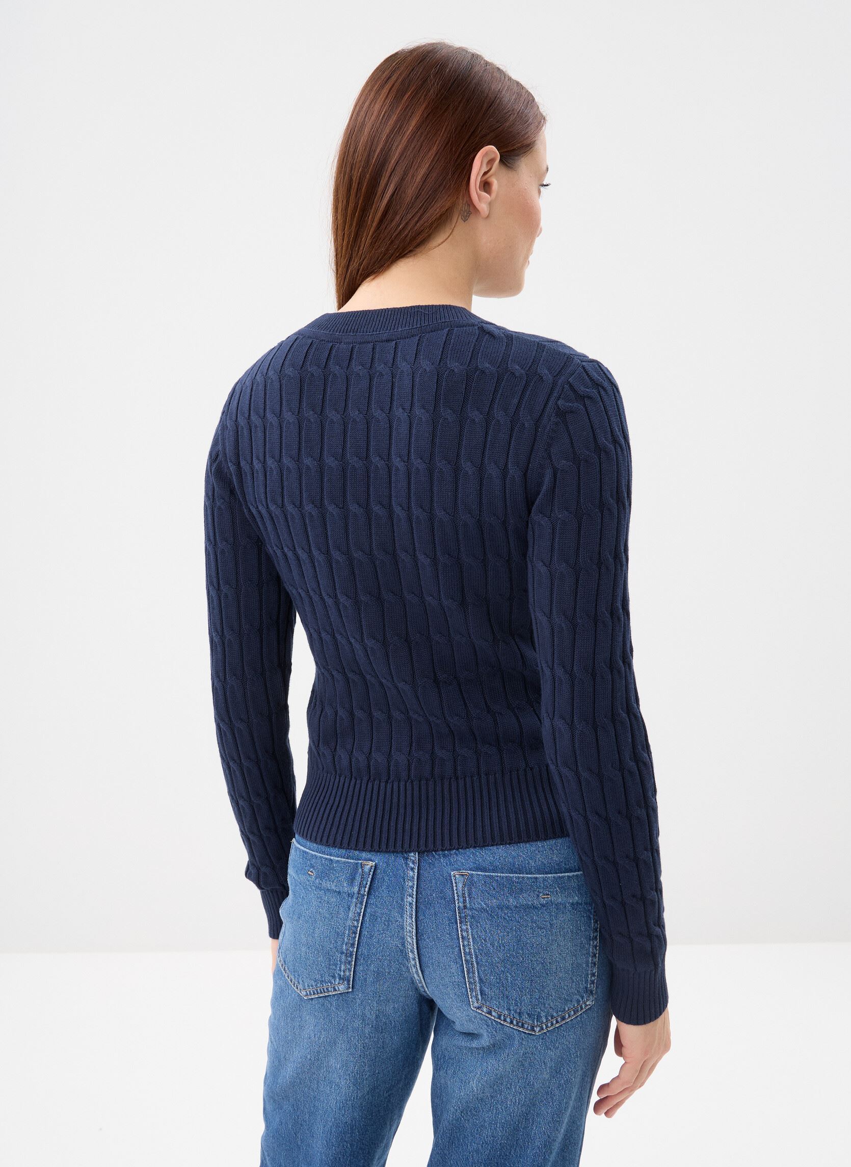 Pulls Co Cable Mid Gg C-Nk femme bleu Tommy Hilfiger Pulls Co Cable Mid Gg C-Nk femme bleu DARK NIGHT NAVY